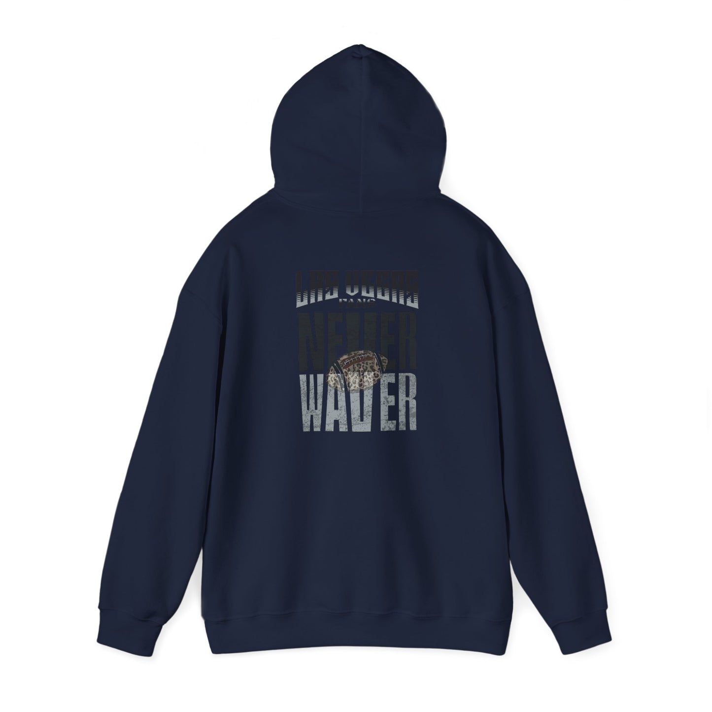 Las Vegas Fans Never Waver w Leopard Football Unisex Heavy Blend™ Hooded Sweatshirt - Cozy Oversized Style for Fans - Never Waver