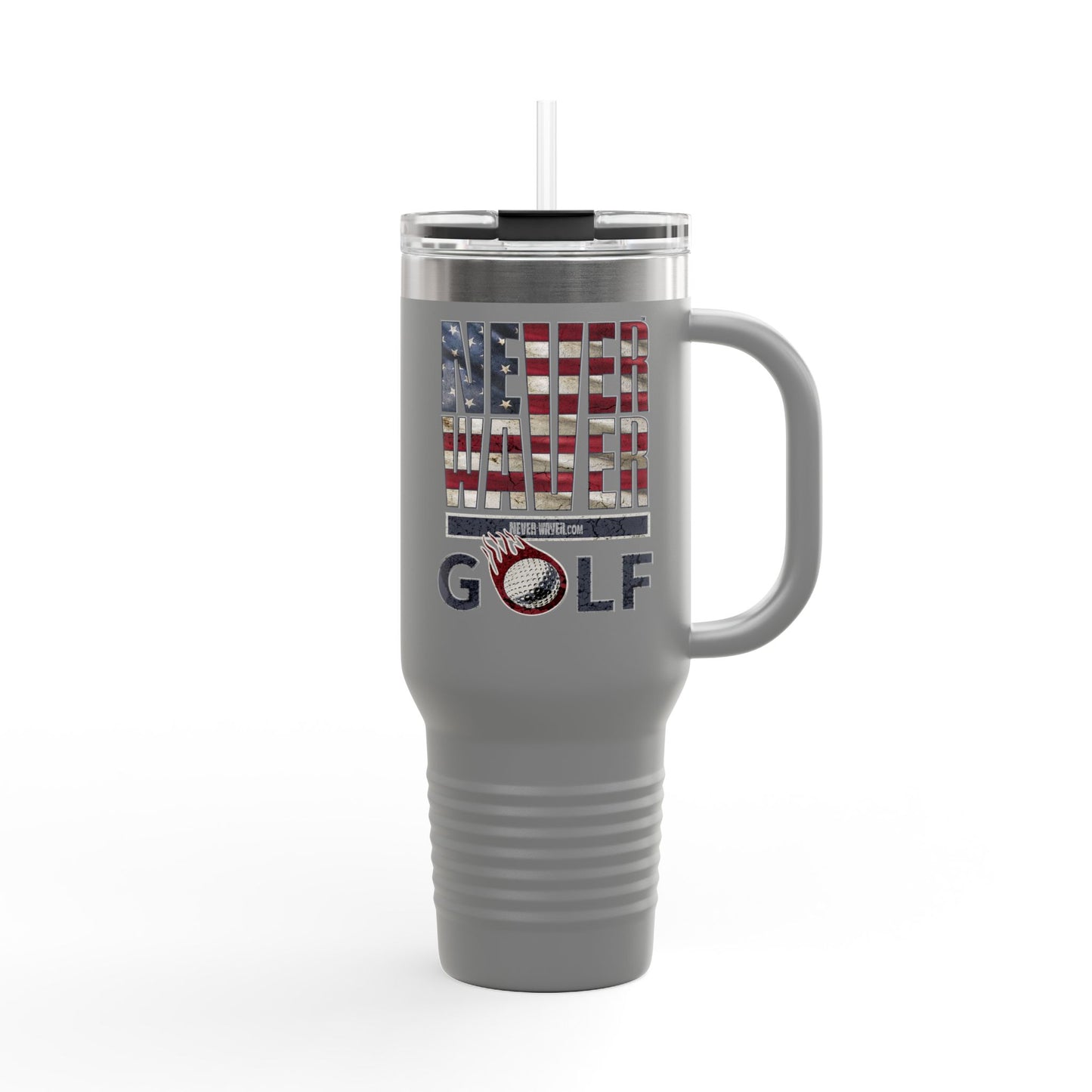 Insulated Travel Mug - "Never Waver Golf" - 40oz Sporty Drinkware - Never Waver