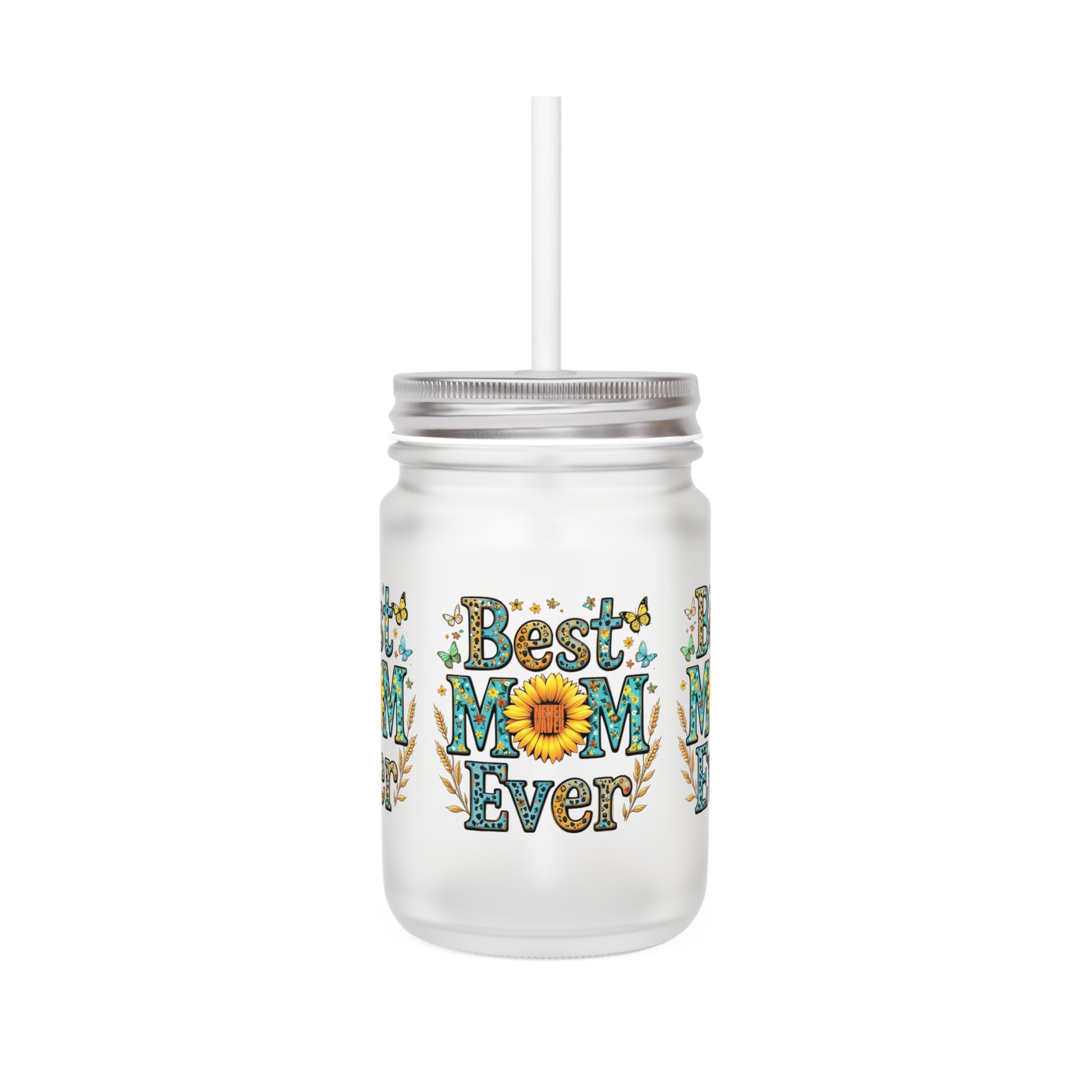 Never Waver Just A Mom Trying Not to Raise A&&holes Mason Jar with Straw - Perfect Gift for Mother's Day or Independence Day - Never Waver