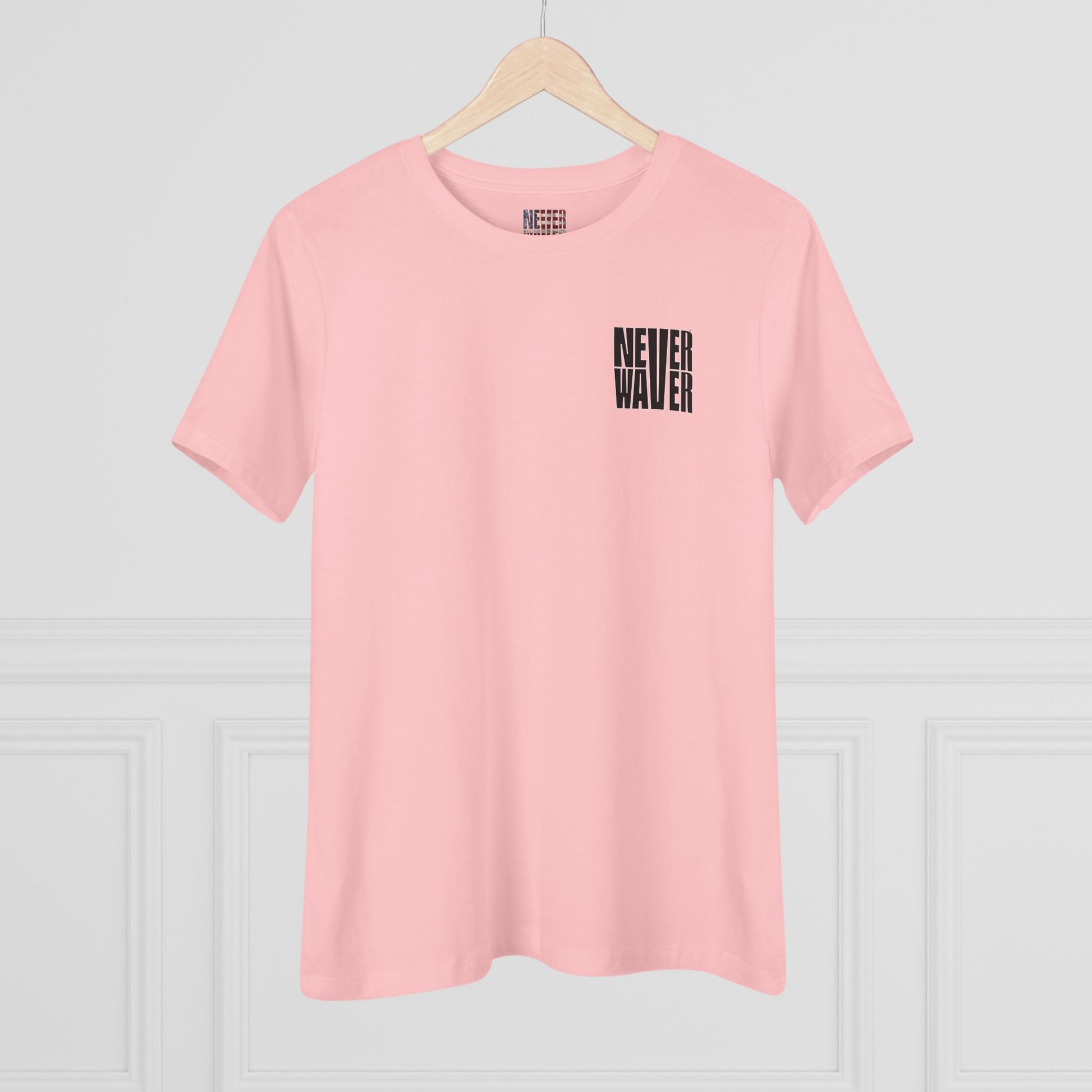 Never Waver” Jesus t-shirt might feature a bold, eye-catching design that reflects a steadfast faith and confidence in Christ.  Women's Cotton Tee - Never Waver