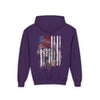 Never Waver Trump Fist Pump W Jesus Protection Vintage-Inspired Youth Hoodie with American Flag Design - Never Waver
