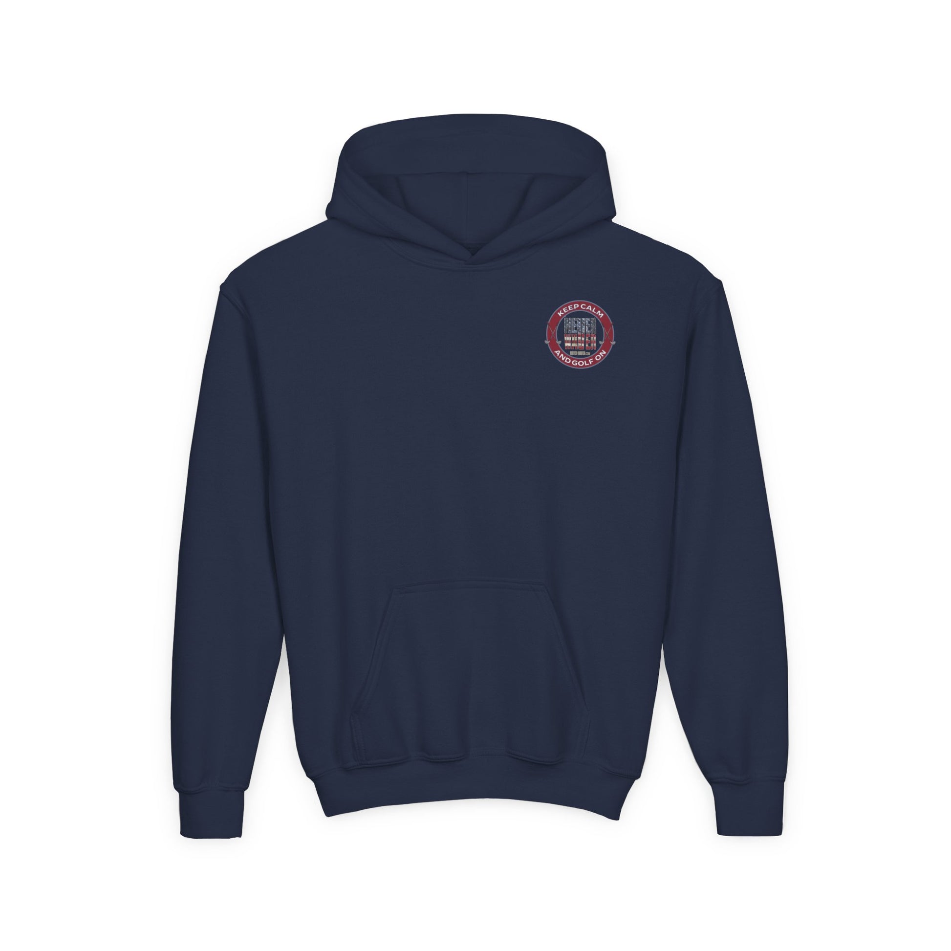 Youth Golf Hoodie - "Keep Calm Never Waver and Golf On" Sweatshirt for Young Golfers - Never Waver