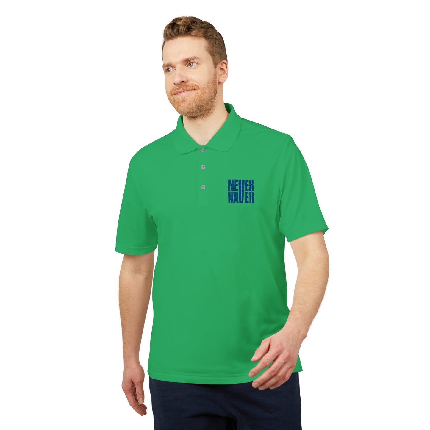 Performance Polo Shirt - "NEVER WAVER" Design