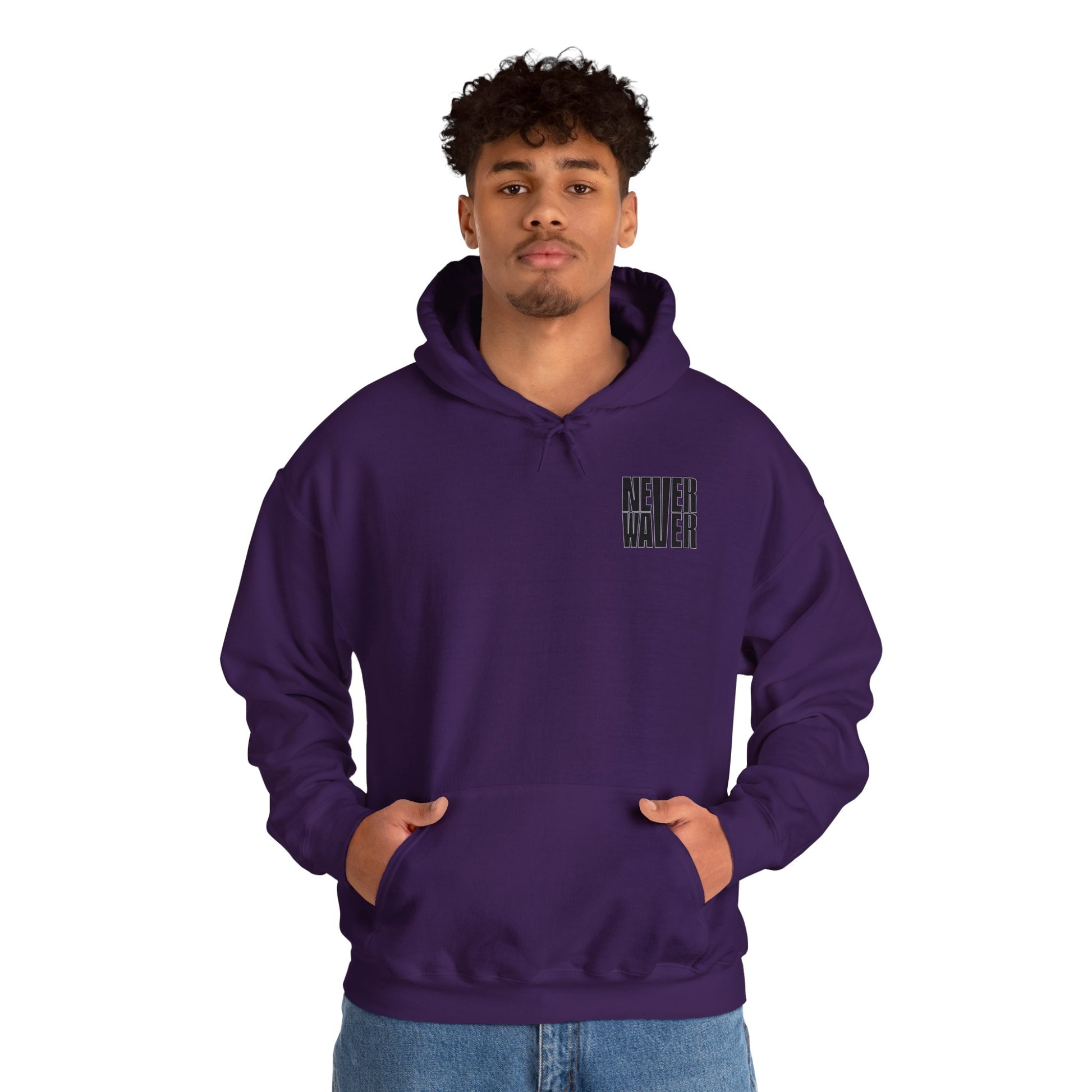 Cancer Awareness Hoodie - Never Waver - Fight, Hope, Strength, Love Tree of Ribbons - Never Waver