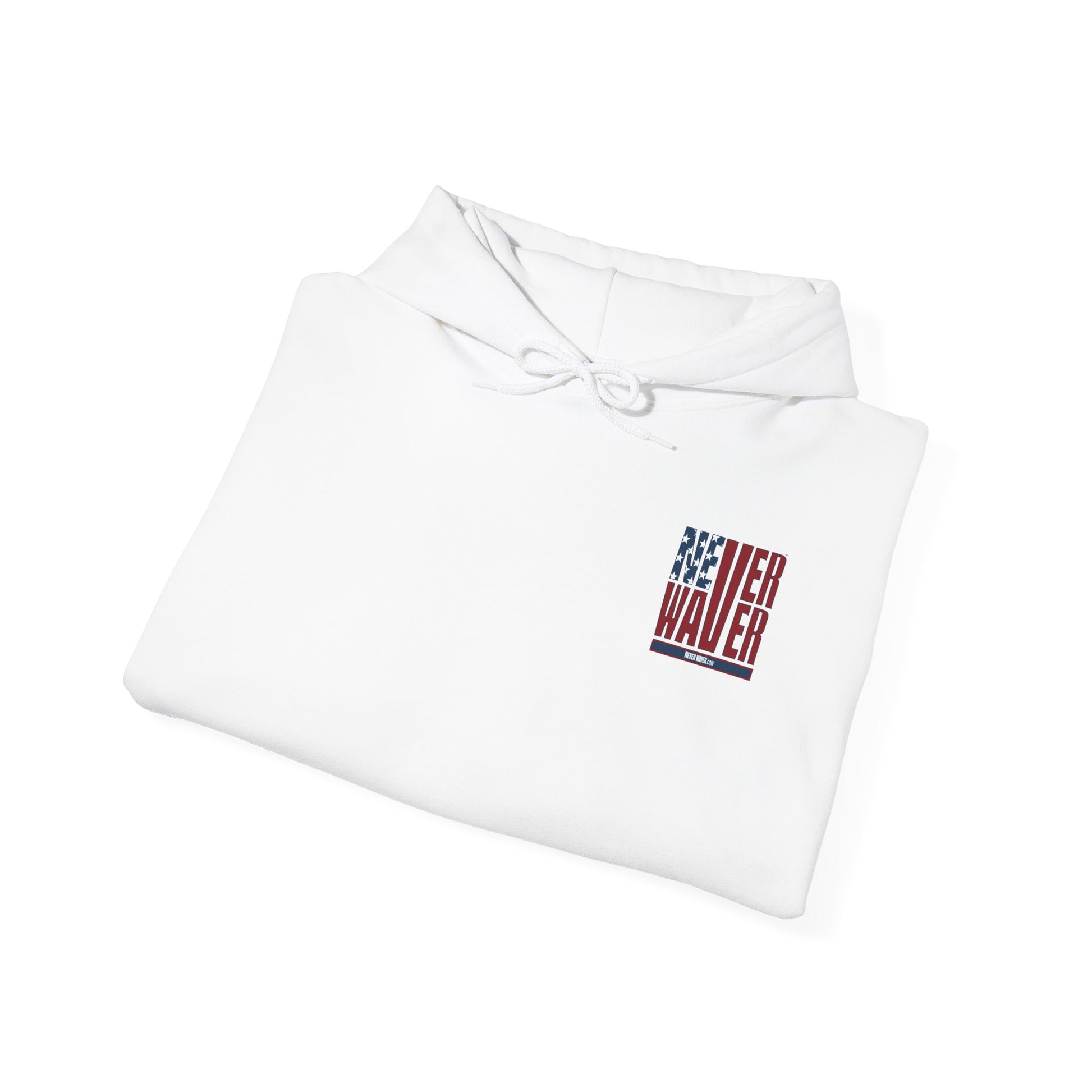 Unisex Heavy Blend™ Hooded Sweatshirt - Never Waver Crew with  American Flag Design - Never Waver