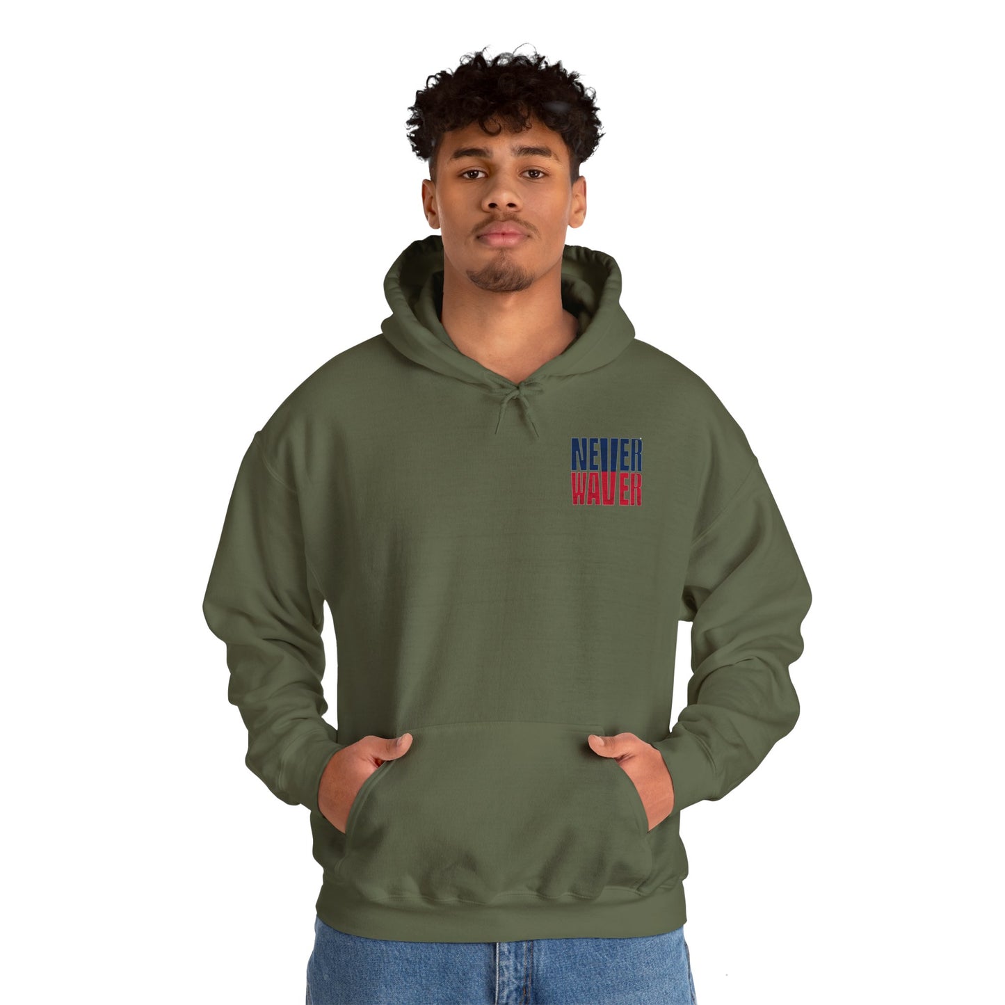 Unisex Heavy Blend™ Hooded Sweatshirt - New England Fans Never Waver w Leopard football - Never Waver