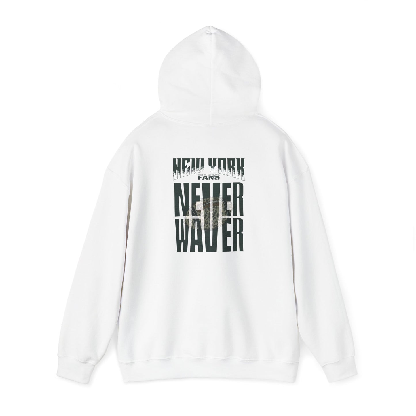 New York Fans Never Waver W Leopard Football Unisex Heavy Blend™ Hooded Sweatshirt - Never Waver