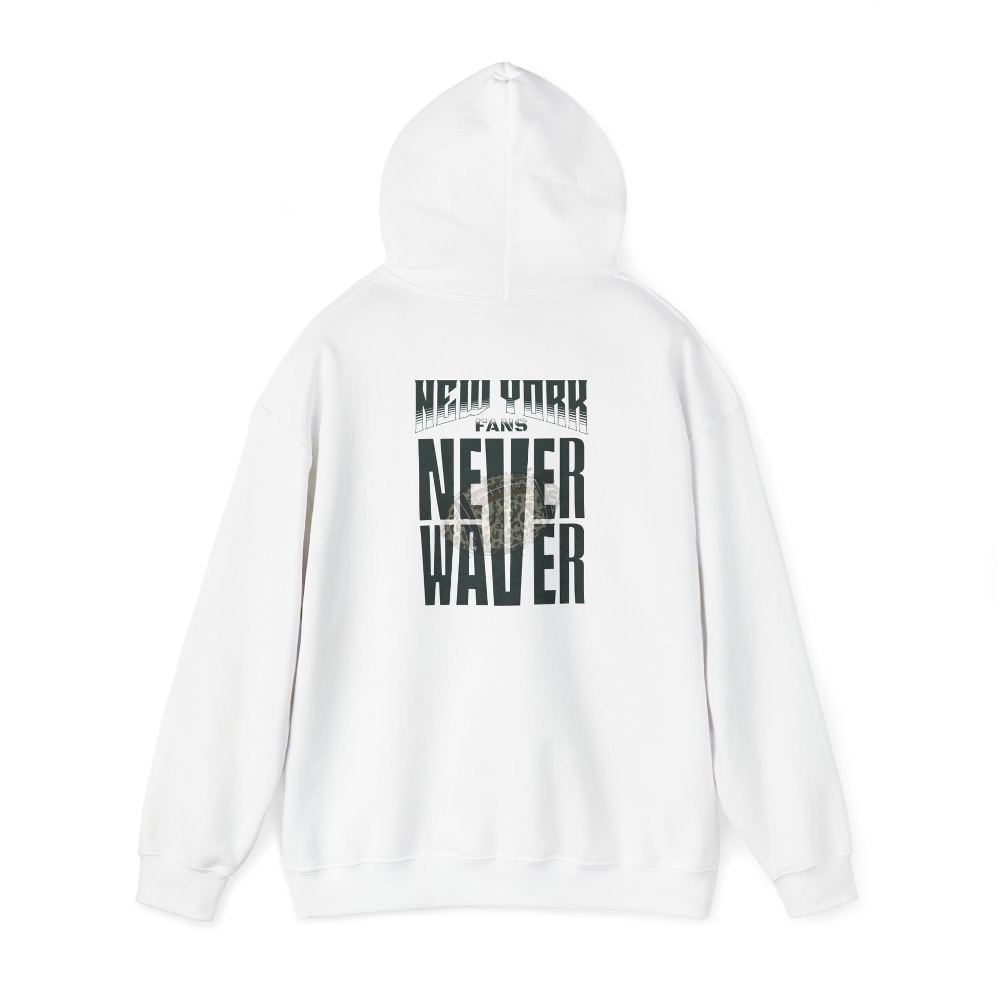 New York Fans Never Waver W Leopard Football Unisex Heavy Blend™ Hooded Sweatshirt - Never Waver