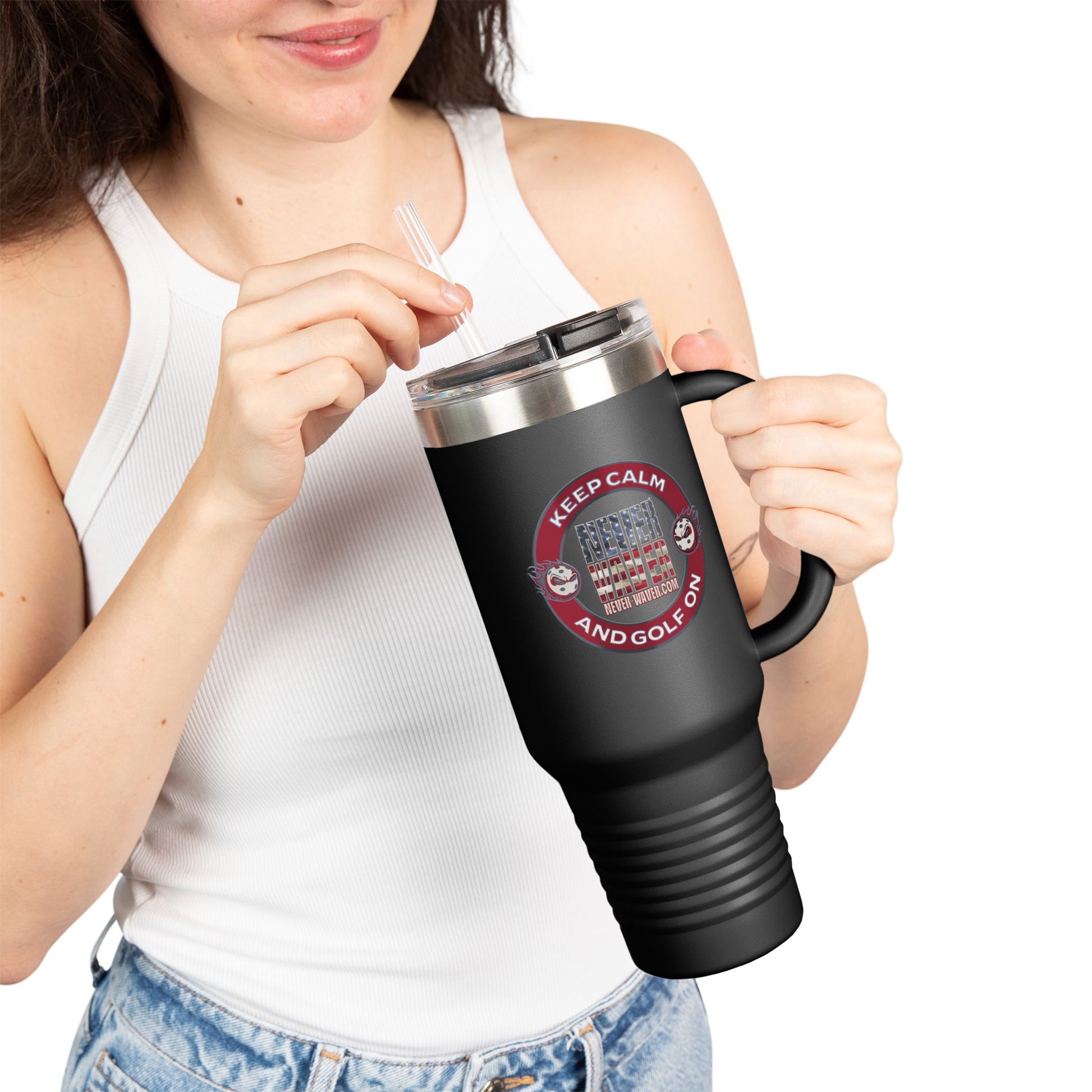 Insulated Travel Mug - "Never Waver Golf" - 40oz Sporty Drinkware - Never Waver