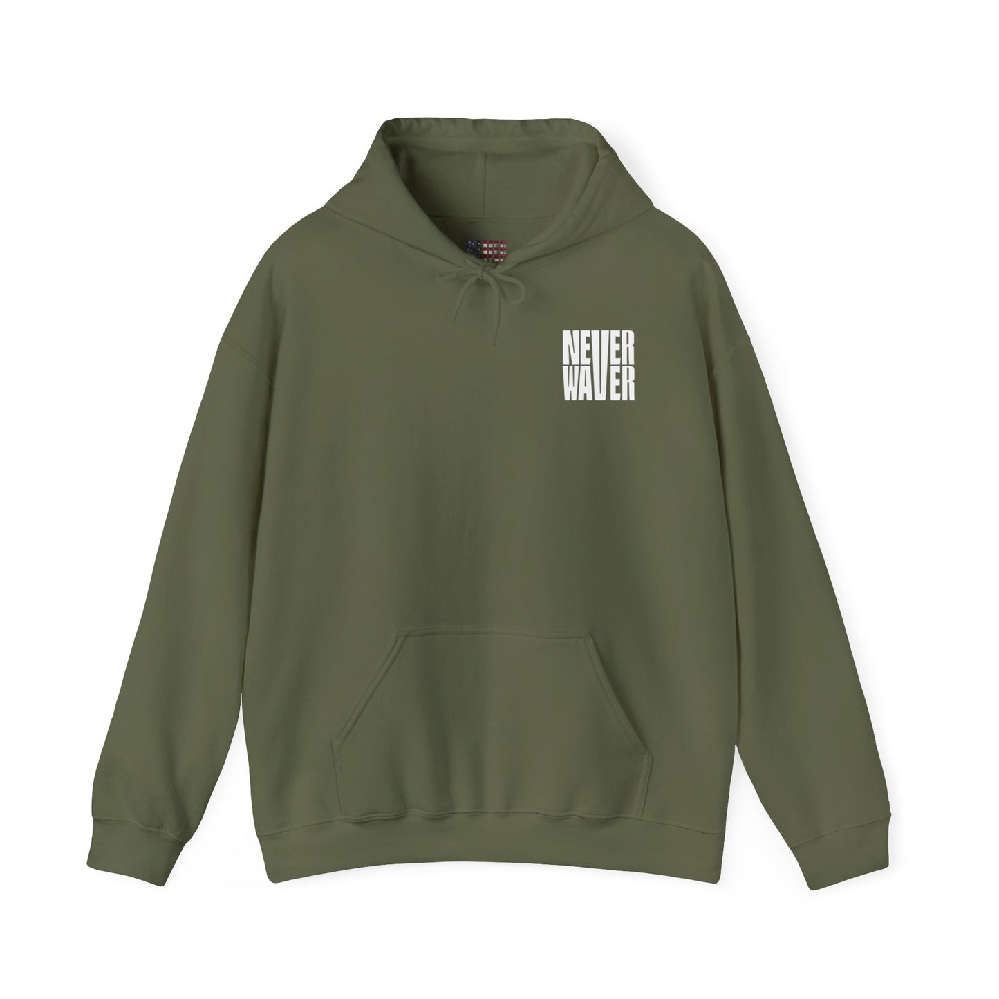 Never Waver” Jesus a bold, eye-catching design that reflects a steadfast faith and confidence in Christ. Hoodie - Unisex Heavy Blend™ Sweatshirt - Never Waver
