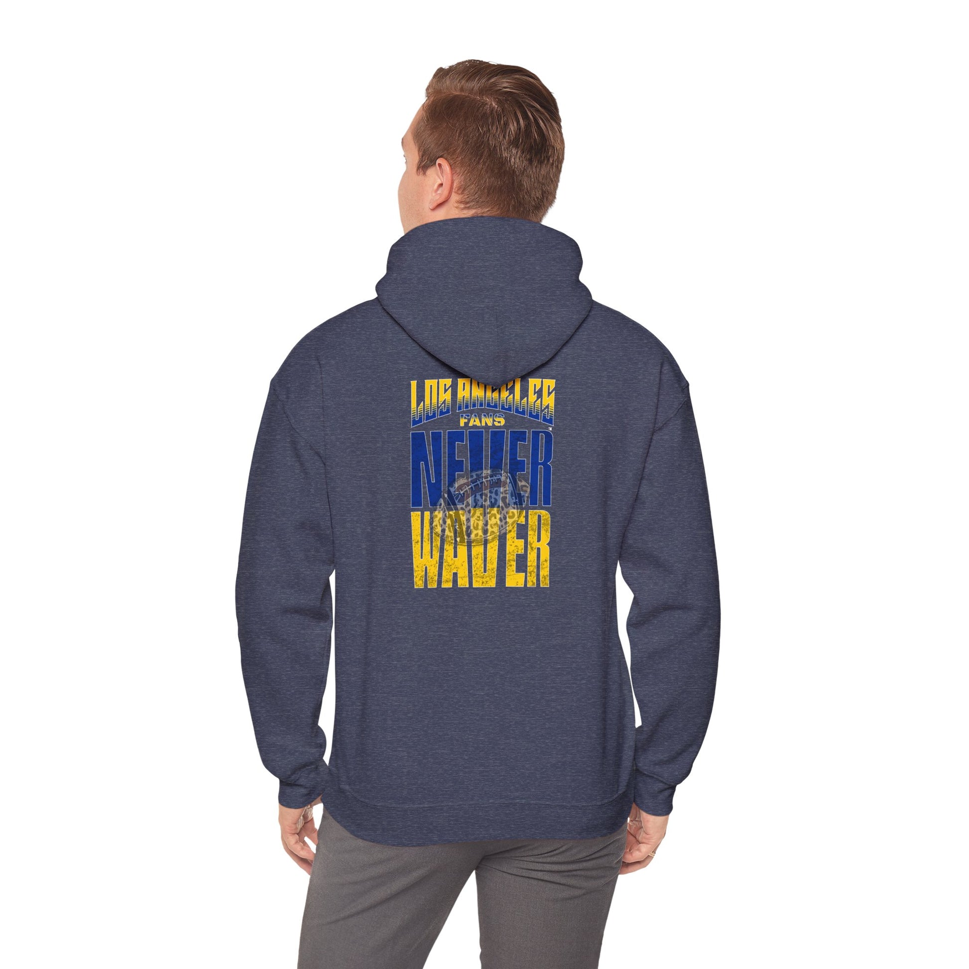 Unisex Heavy Blend™ Hooded Sweatshirt - Los Angeles Fans  NEVER WAVER w Leopard Football | Cozy Streetwear for Every Day - Never Waver