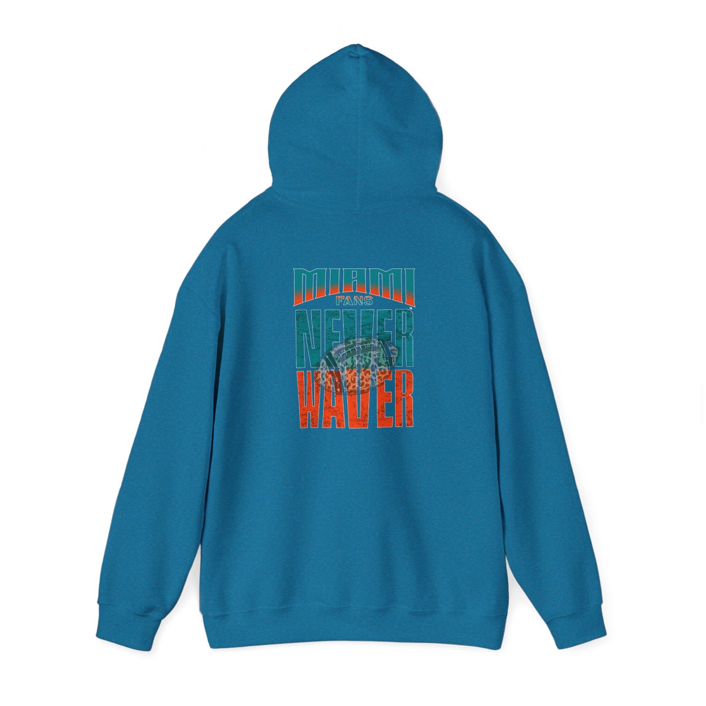 Unisex Heavy Blend™ Hooded Sweatshirt -Miami Fans  NEVER WAVER w Leopard Football | Cozy Streetwear for Every Day - Never Waver