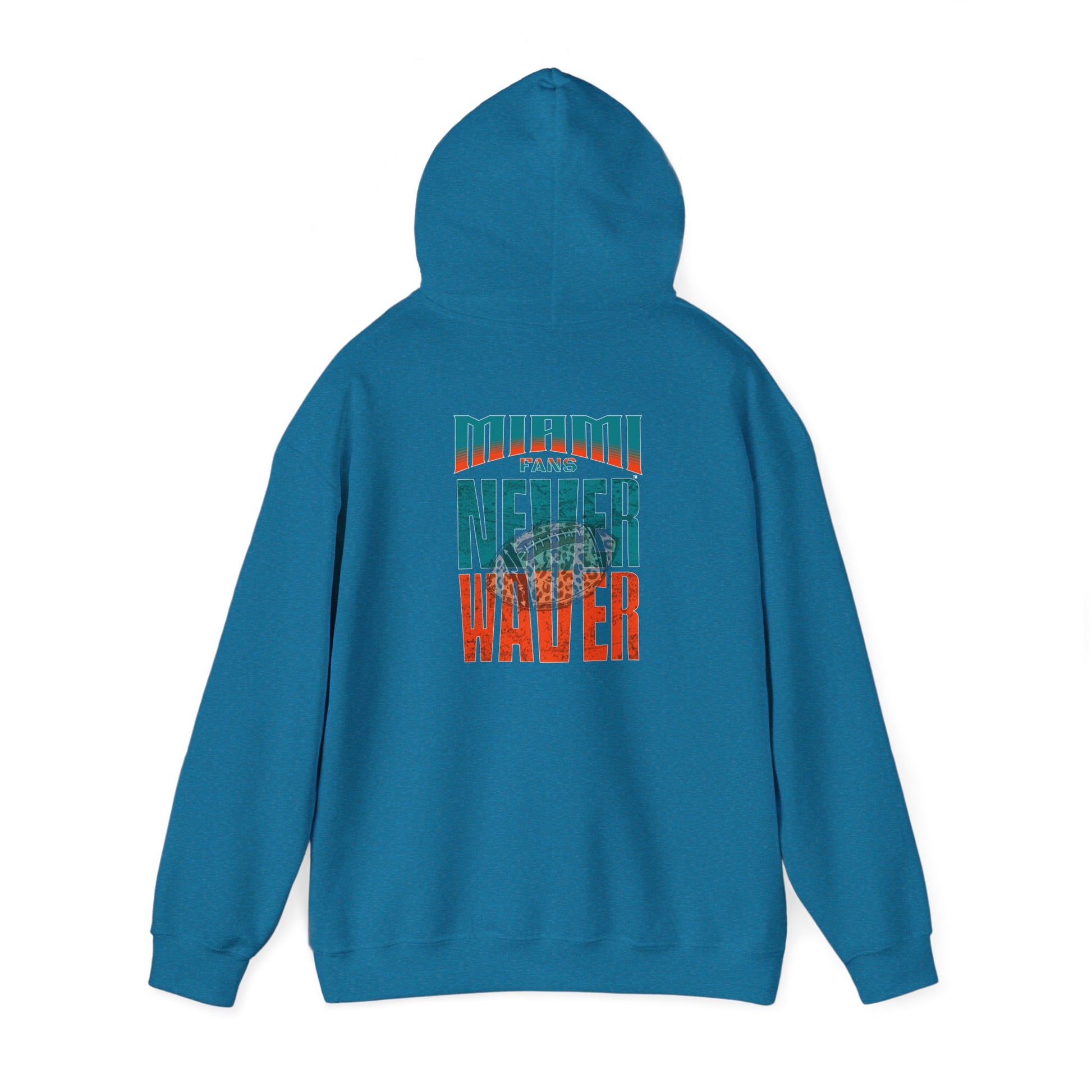 Unisex Heavy Blend™ Hooded Sweatshirt -Miami Fans  NEVER WAVER w Leopard Football | Cozy Streetwear for Every Day - Never Waver