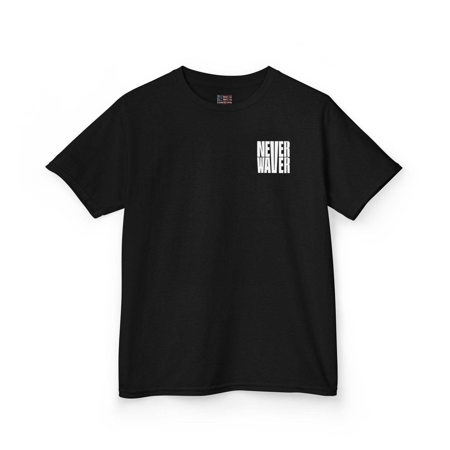 Kids Golf Tee -Never Waver” Jesus a bold, eye-catching design that reflects a steadfast faith and confidence in Christ. - Never Waver