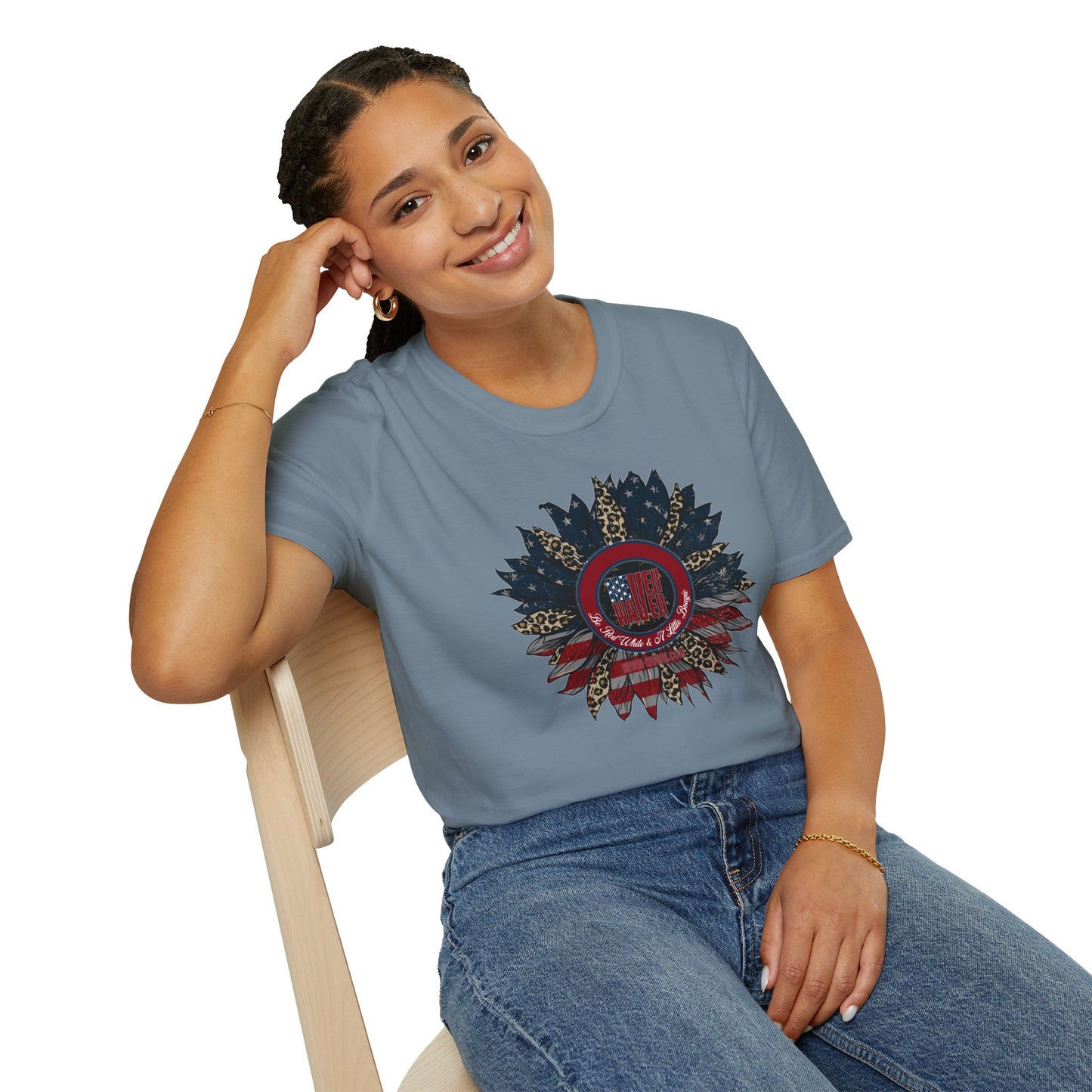 Never Waver Be Red White & a Little Bougie Unisex Softstyle T-Shirt - Never Waver