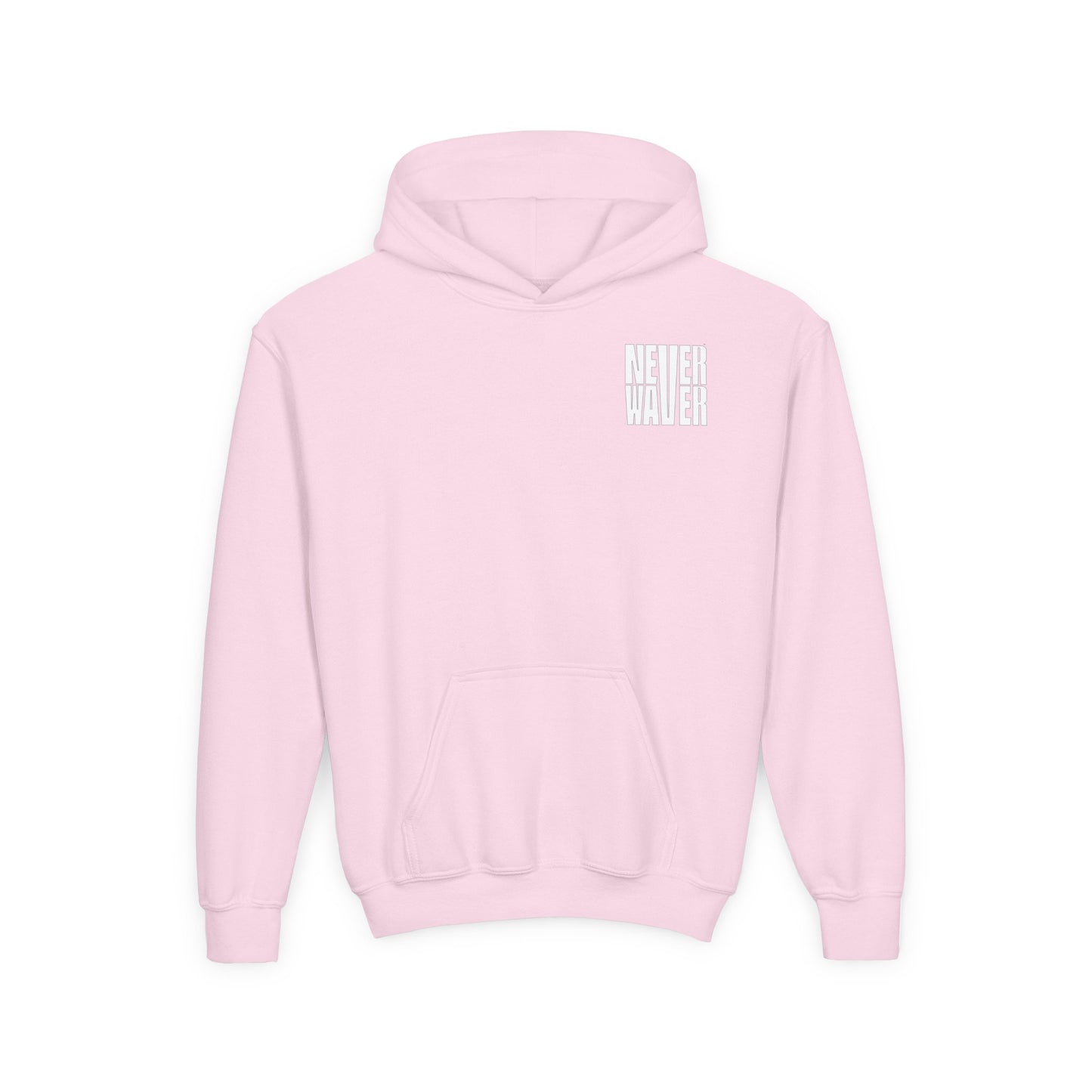 Youth Jesus Hoodie - "Never Waver” Jesus bold, eye-catching design that reflects a steadfast faith and confidence in Christ. " Sweatshirt for Young Jesus Lovers - Never Waver