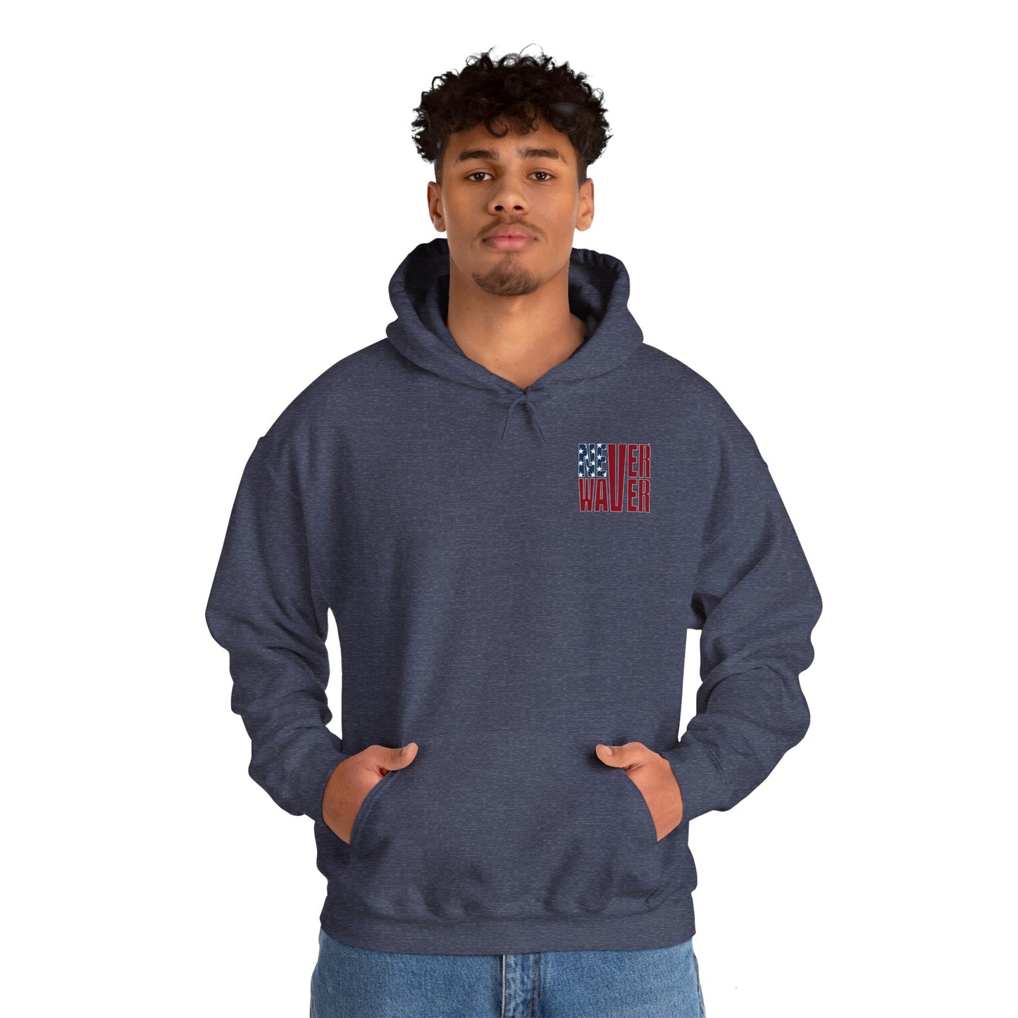Unisex Heavy Blend™ Hoodie - 'New York Fans Never Waver' American Flag Design - Never Waver