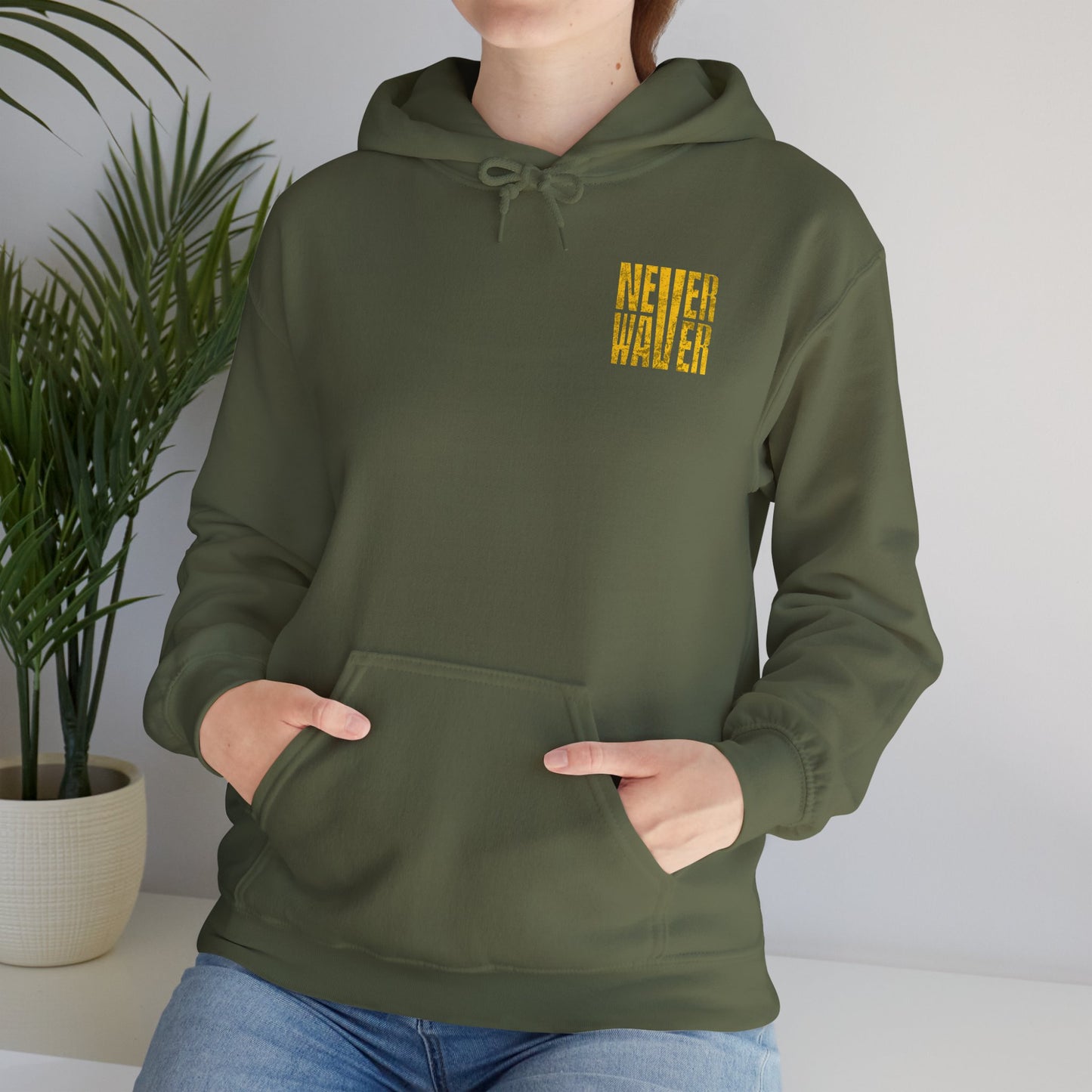 Los Angeles Fans Never Waver w Leopard Football Unisex Heavy Blend™ Hooded Sweatshirt - Cozy, Motivational Apparel for Everyday Wear