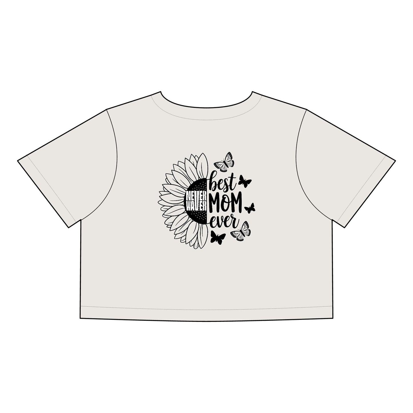 Women's Never Waver Best Mom Ever Faded Crop Tee | Cute Gift for Mother's Day - Never Waver