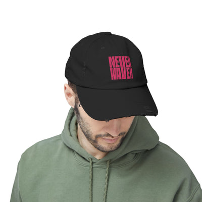 Unisex Distressed Cap - 'Never Waver' Motivational Hat