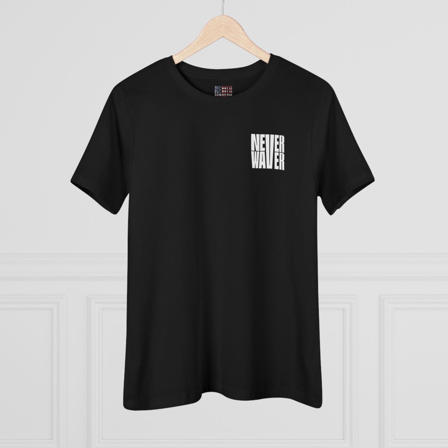 Never Waver” Jesus bold, eye-catching design that reflects a steadfast faith and confidence in Christ. Women's Cotton Tee - Never Waver