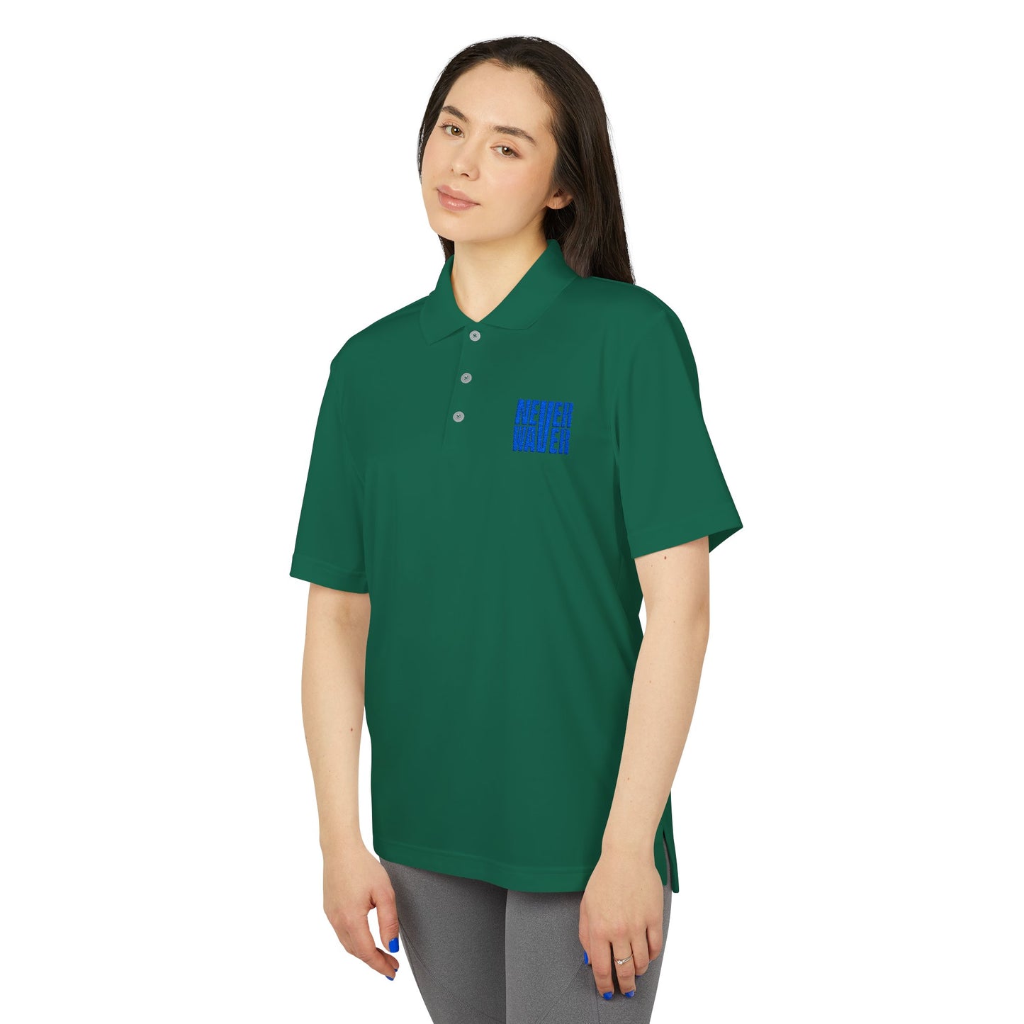 Performance Polo Shirt - "NEVER WAVER" Design