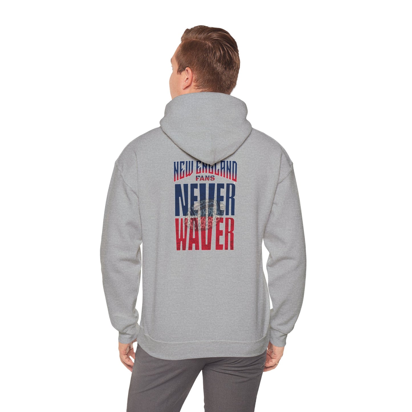 Unisex Heavy Blend™ Hooded Sweatshirt - New England Fans Never Waver w Leopard football - Never Waver