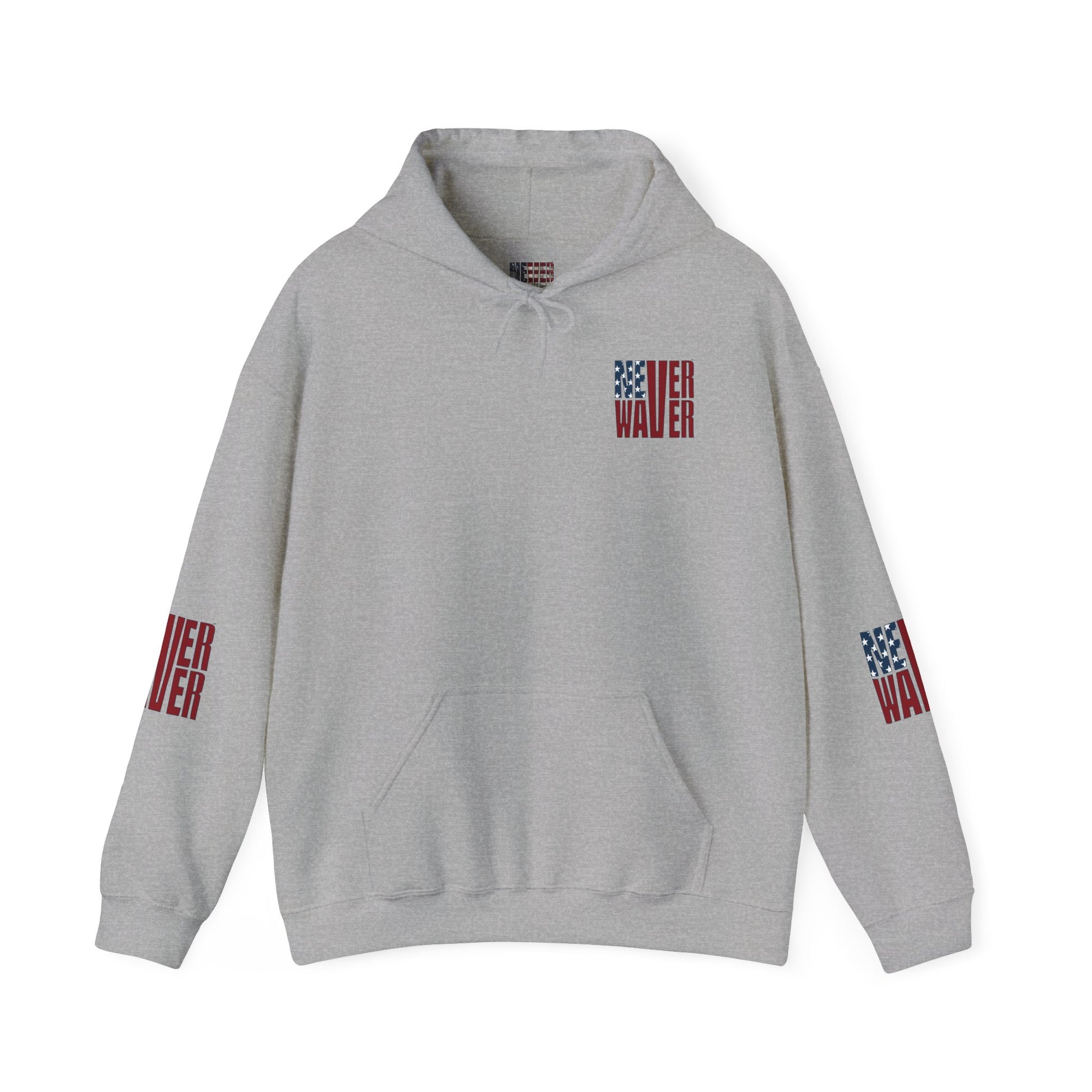 Unisex Heavy Blend™ Hooded Sweatshirt - Stylish Comfort with 'Never Waver Trump Fist Pump W Jesus  Protection' Design - Never Waver