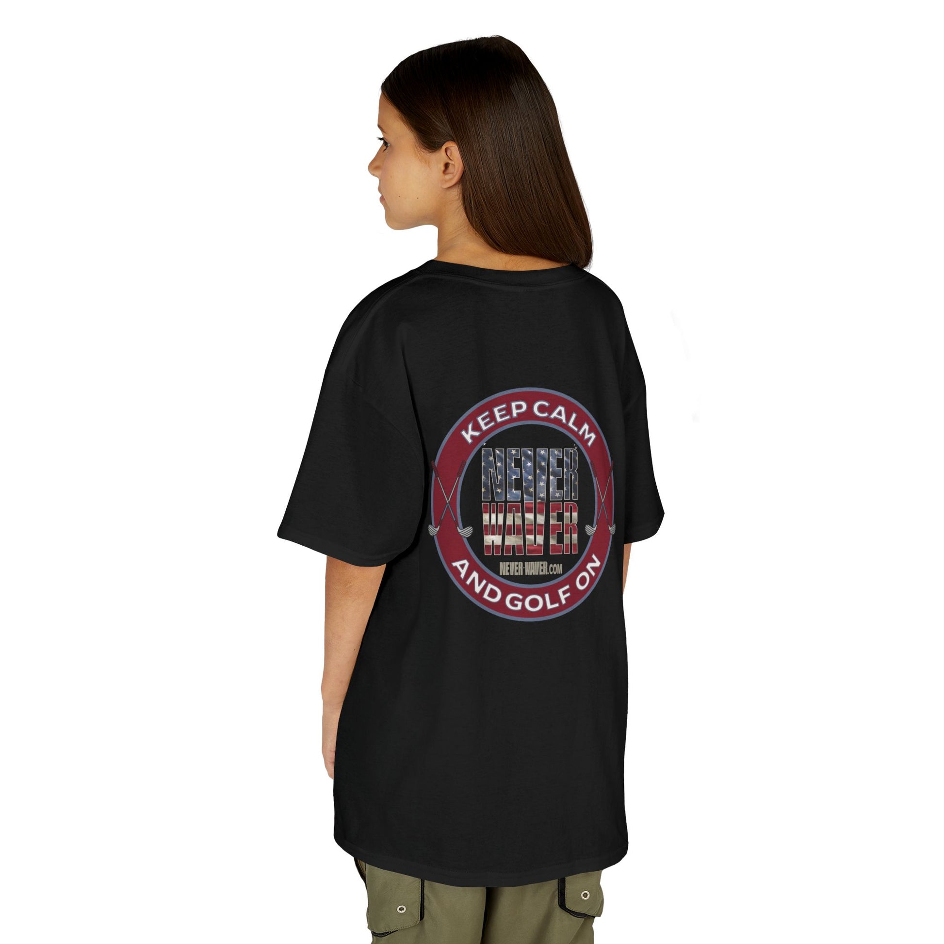 Kids Golf Tee - Keep Calm Never Waver and Golf On - Never Waver