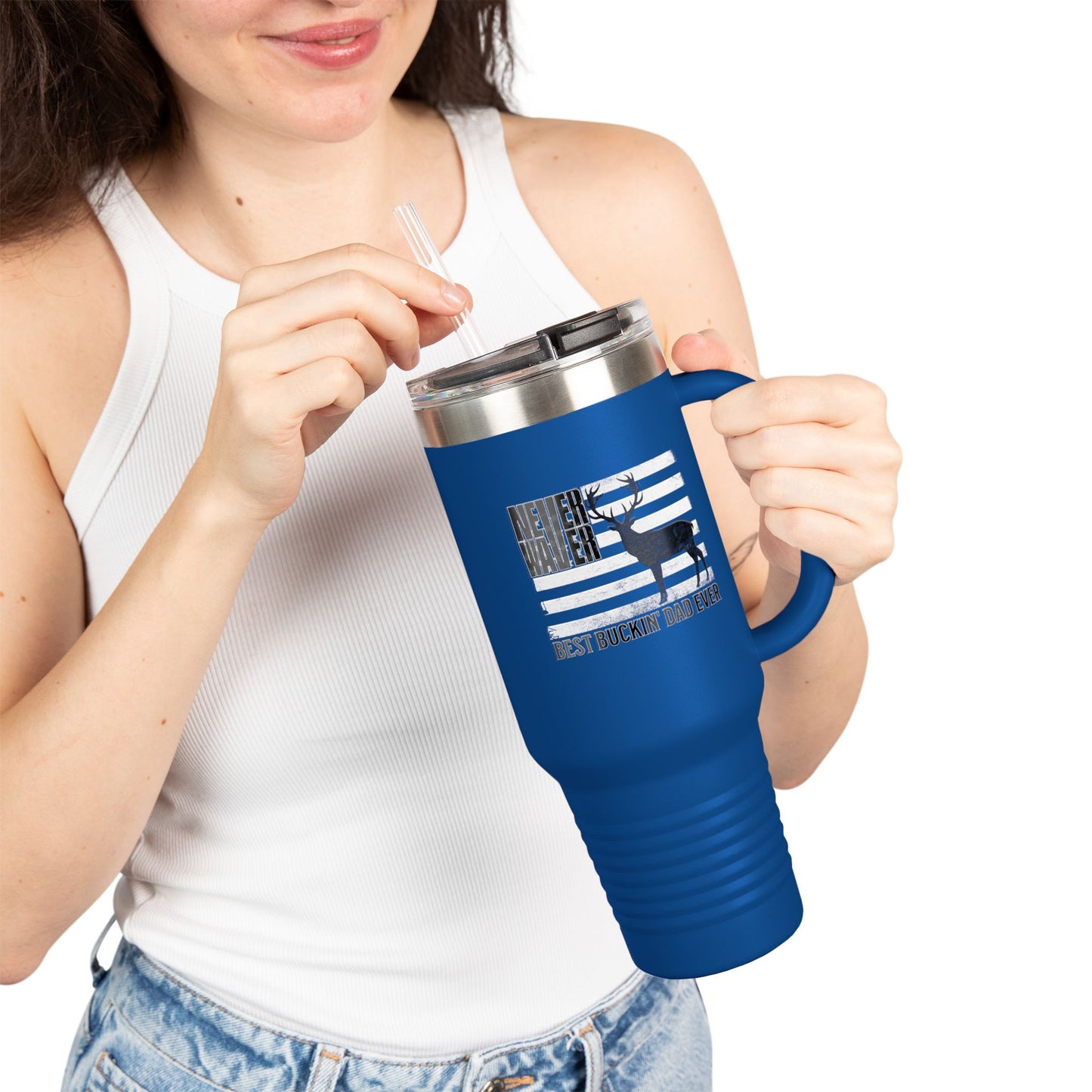 Never Waver Best Buckin' Dad Ever  Insulated Travel Mug - Never Waver