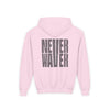 Hoodie - "Never Waver” Jesus a bold, eye-catching design that reflects a steadfast faith and confidence in Christ. " Sweatshirt for Young - Never Waver