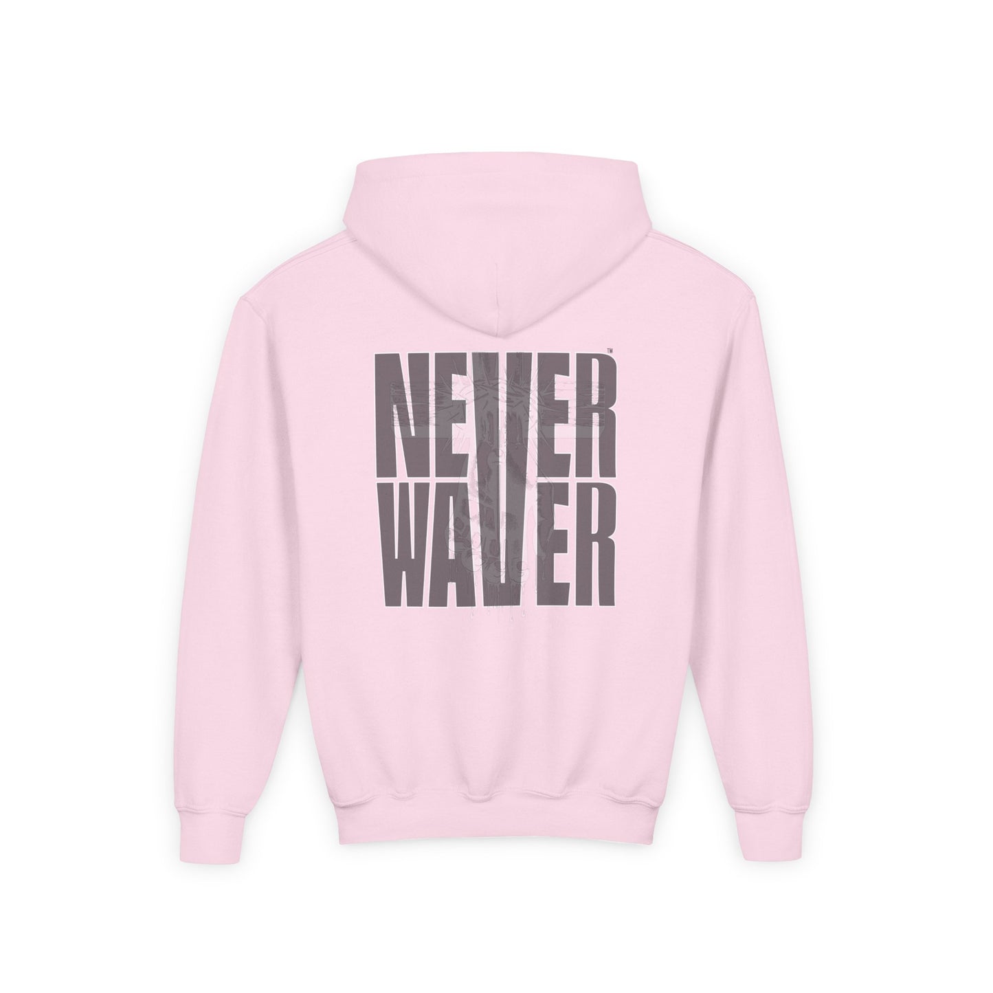 Hoodie - "Never Waver” Jesus a bold, eye-catching design that reflects a steadfast faith and confidence in Christ. " Sweatshirt for Young - Never Waver