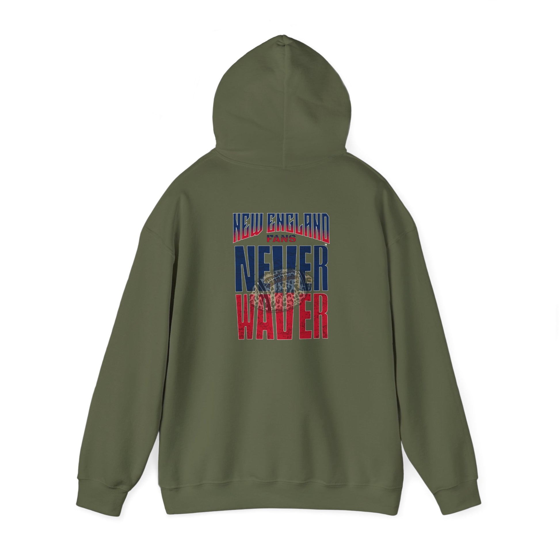 Unisex Heavy Blend™ Hooded Sweatshirt - New England Fans Never Waver w Leopard football - Never Waver