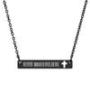 Cutout Cross Bar Necklace — "Never Waver, Believe" Engraved Christian Pendant