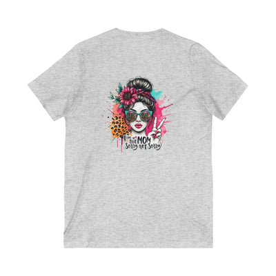 Never Waver  I'm that Mom Sorry Not Sorry V-Neck Tee for Moms - Patriotic Short Sleeve Shirt - Never Waver