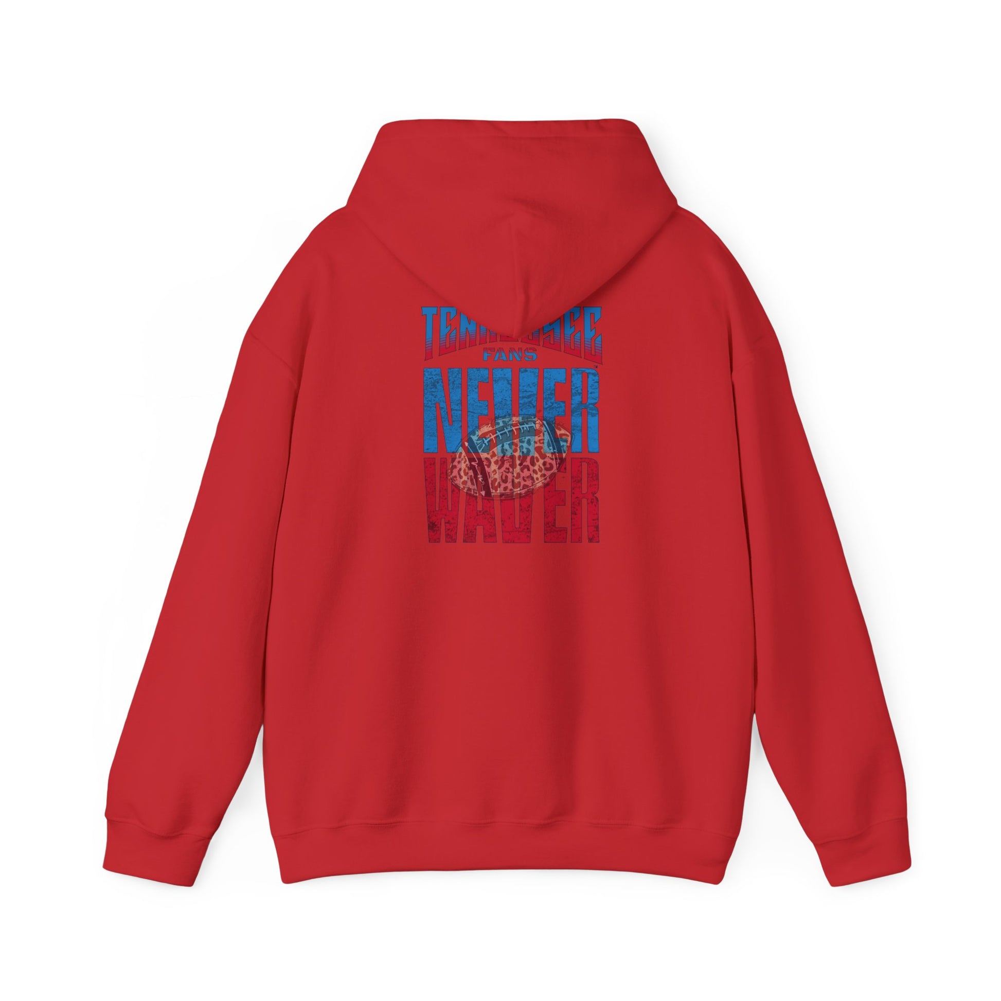 Unisex Heavy Blend™ Hooded Sweatshirt - 'Tennessee Fans Never Waver W Leopard Football' Casual Comfort for Team Fans - Never Waver