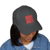 Stylish Embroidered Cap - "NEVER WAVER" Red Baseball Hat