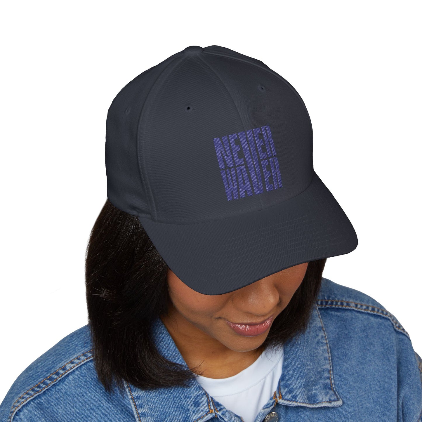 Never Waver Embroidered Cap - Motivational Closed-Back Hat