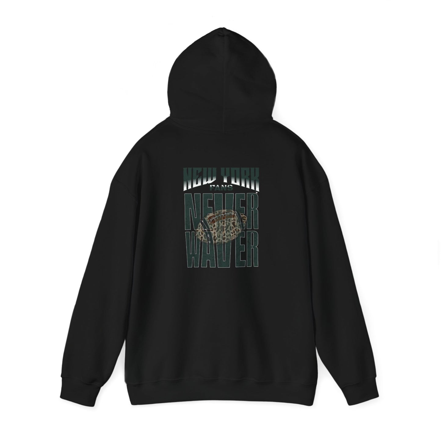 New York Fans Never Waver W Leopard Football Unisex Heavy Blend™ Hooded Sweatshirt - Never Waver