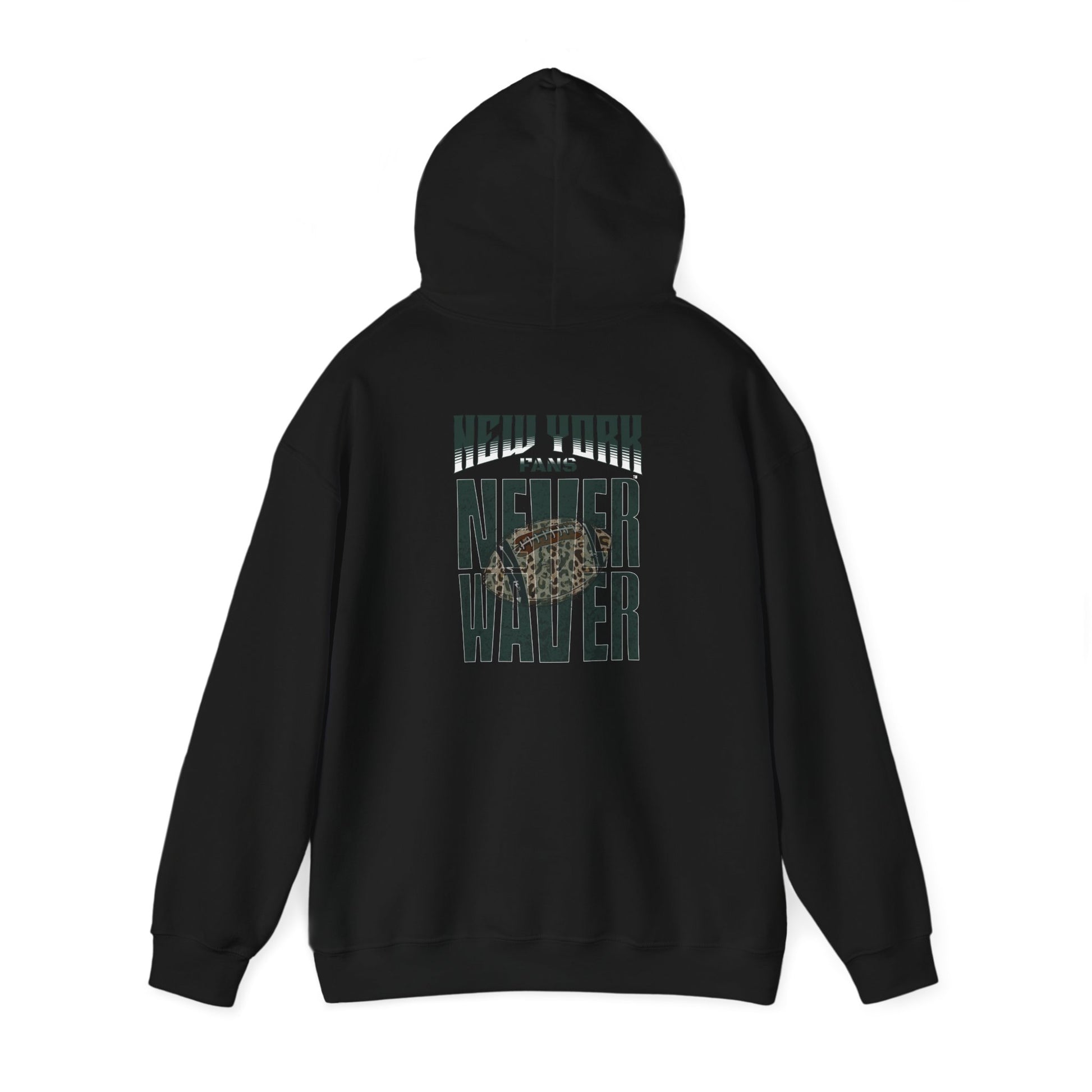 New York Fans Never Waver W Leopard Football Unisex Heavy Blend™ Hooded Sweatshirt - Never Waver