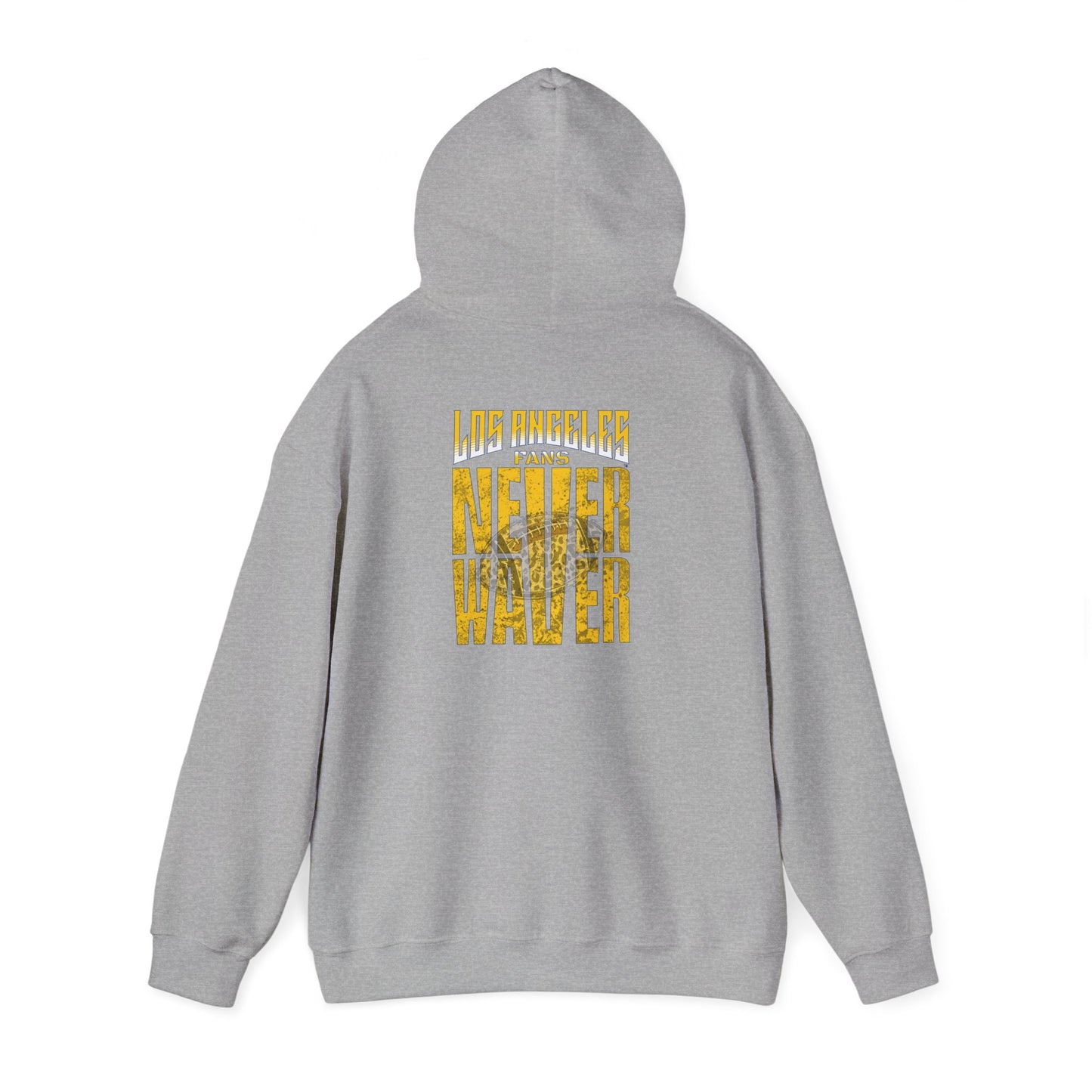 Los Angeles Fans Never Waver w Leopard Football Unisex Heavy Blend™ Hooded Sweatshirt - Cozy, Motivational Apparel for Everyday Wear