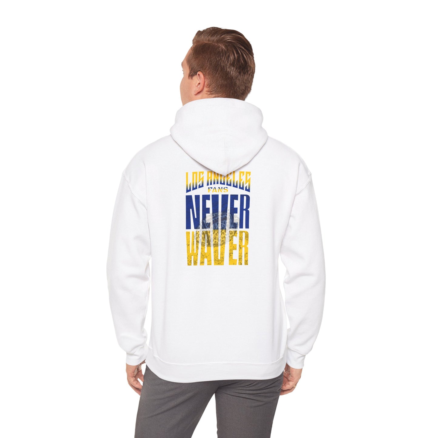 Unisex Heavy Blend™ Hooded Sweatshirt - Los Angeles Fans  NEVER WAVER w Leopard Football | Cozy Streetwear for Every Day - Never Waver