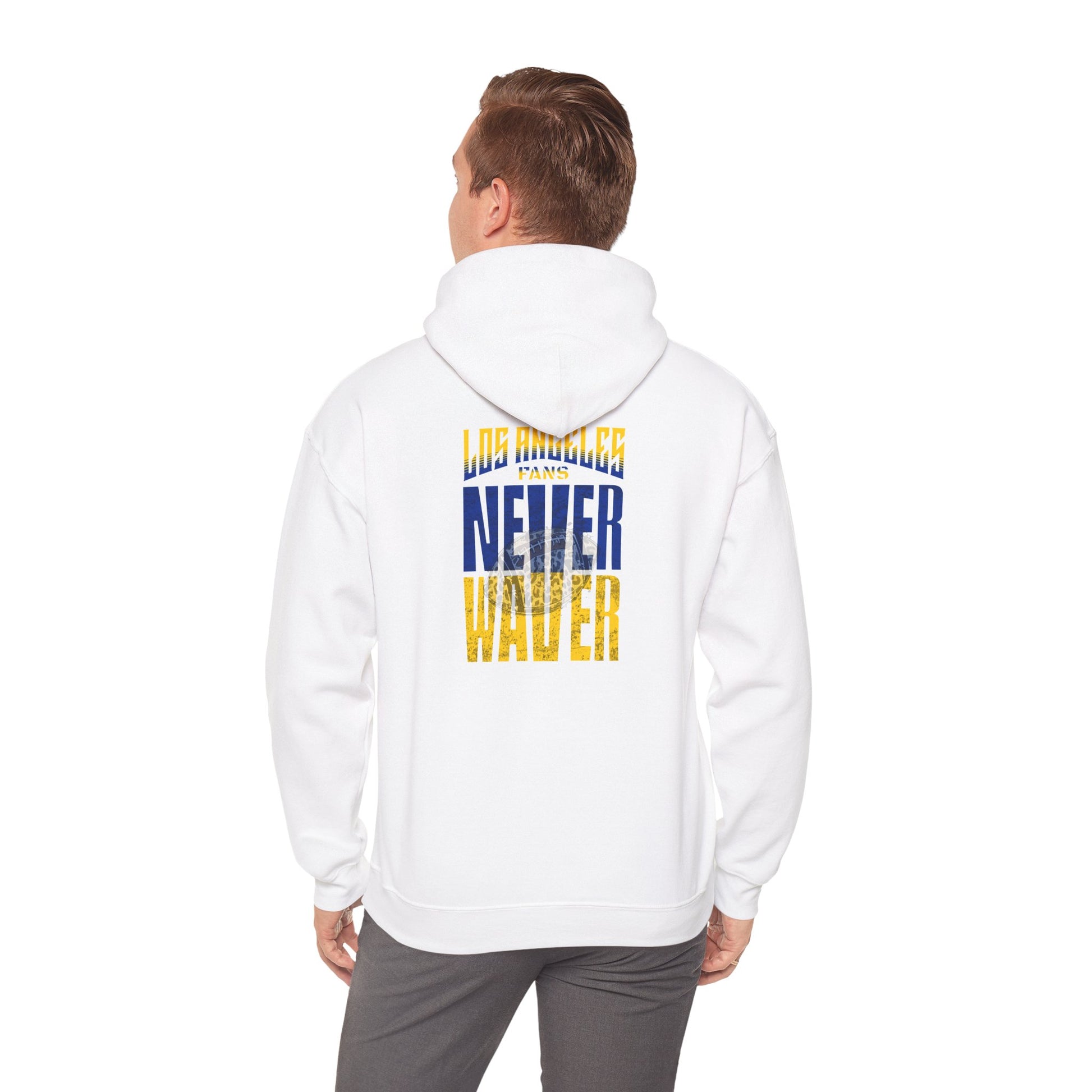 Unisex Heavy Blend™ Hooded Sweatshirt - Los Angeles Fans  NEVER WAVER w Leopard Football | Cozy Streetwear for Every Day - Never Waver