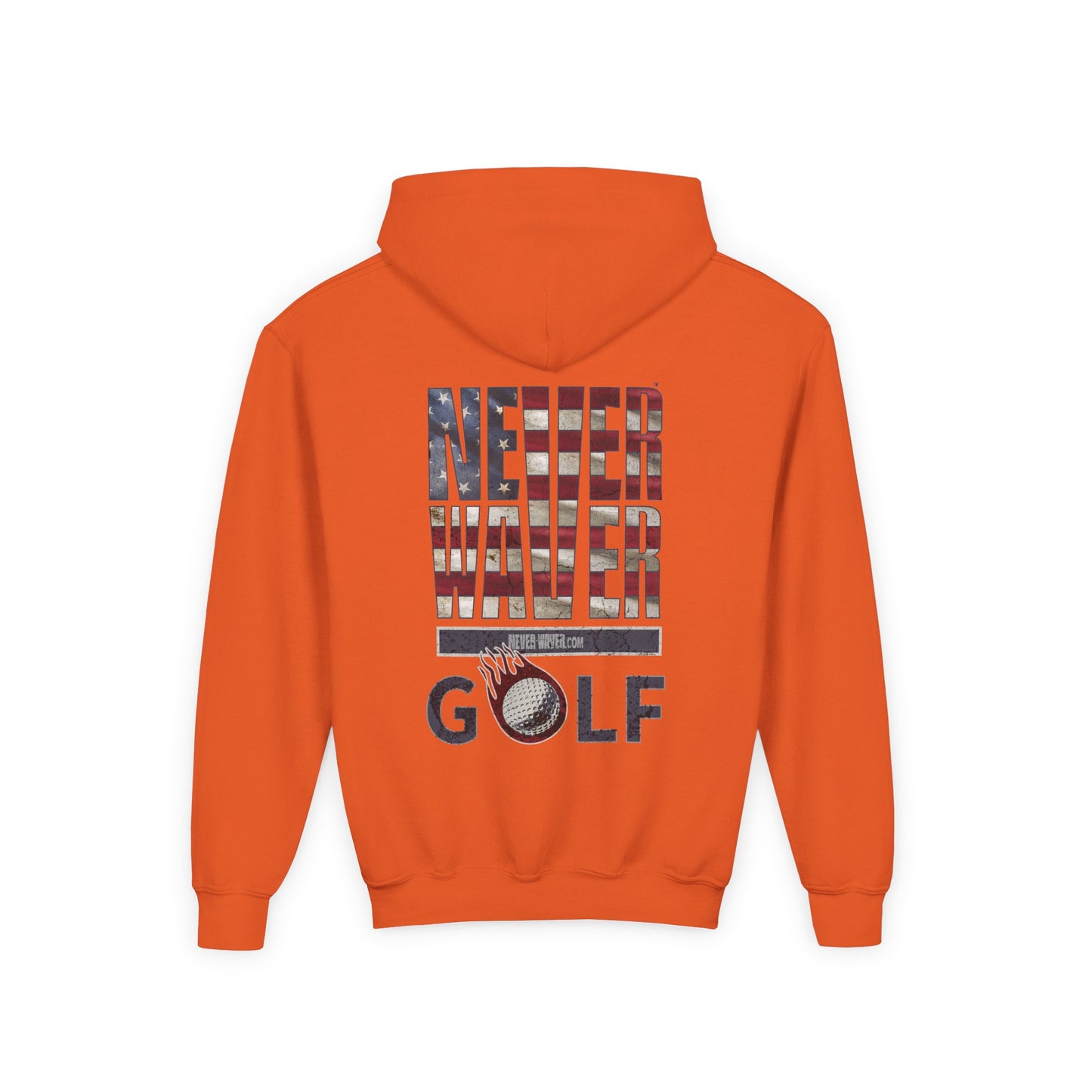 Youth Golf Hoodie - "Never Waver Golf" Sweatshirt for Young Golfers - Never Waver