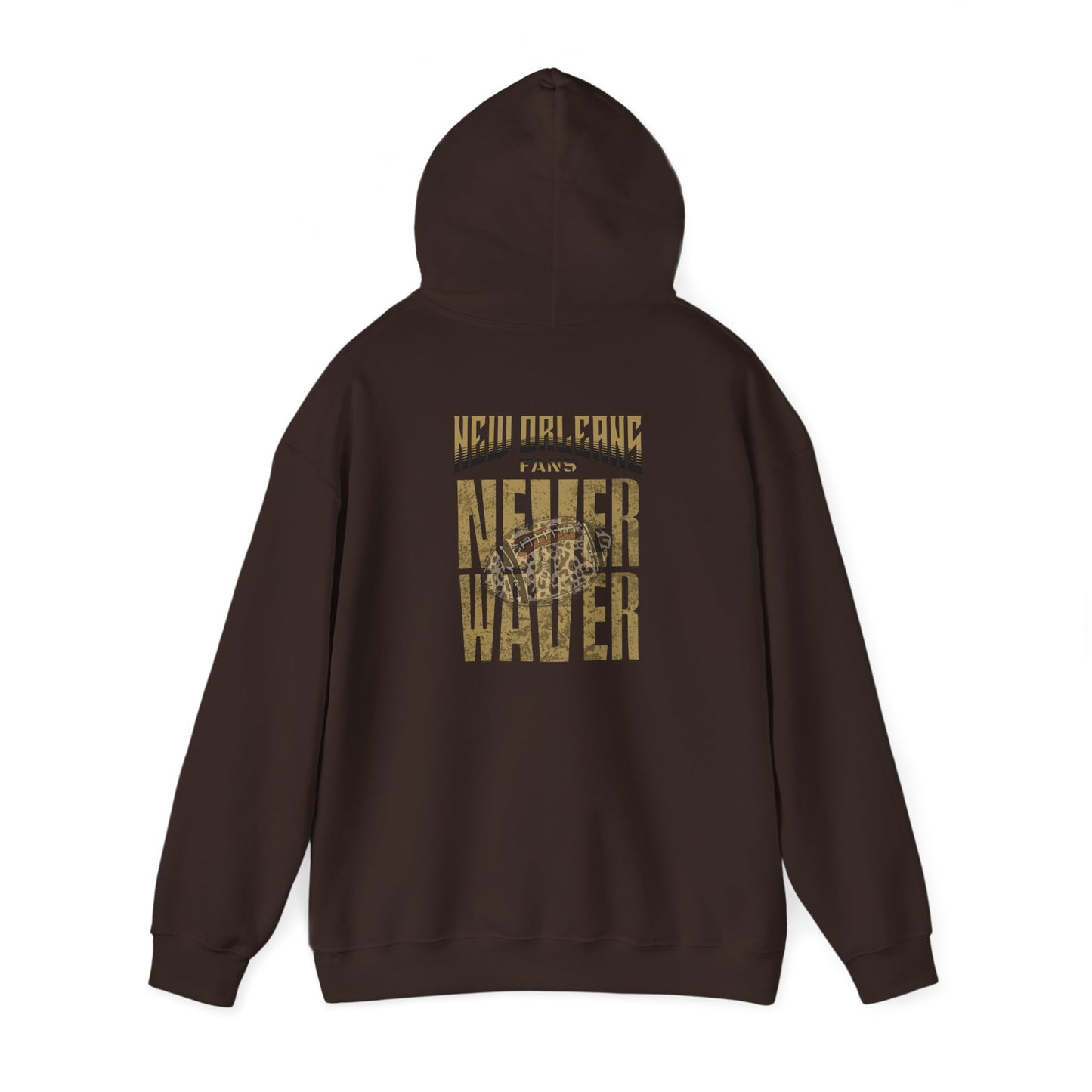 New Orleans Fans Never Waver W Leopard Football Hoodie - Unisex Heavy Blend™ Sweatshirt for Fans - Never Waver