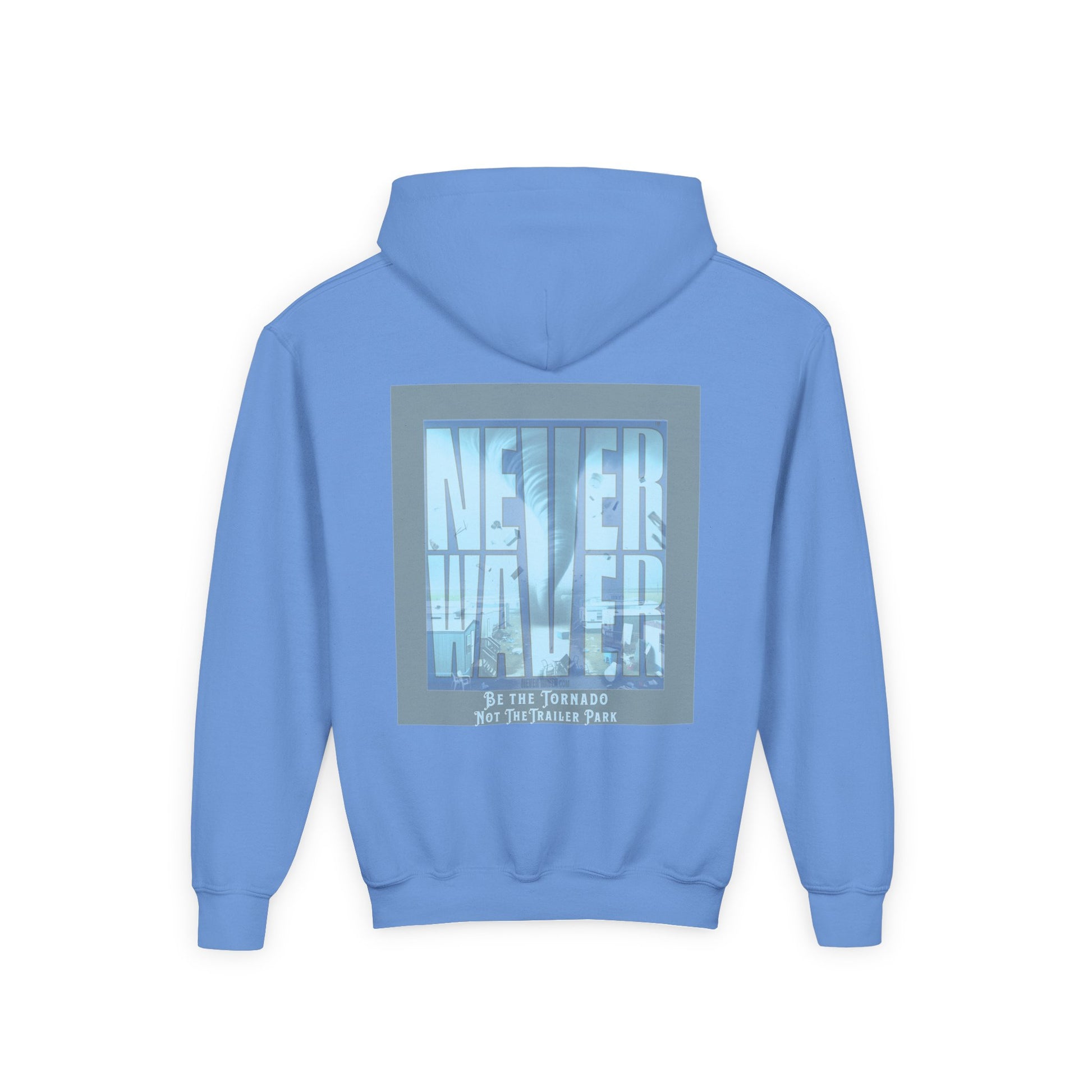 Youth Tornado-Themed Hooded Sweatshirt - "Never Walker" Design - Never Waver