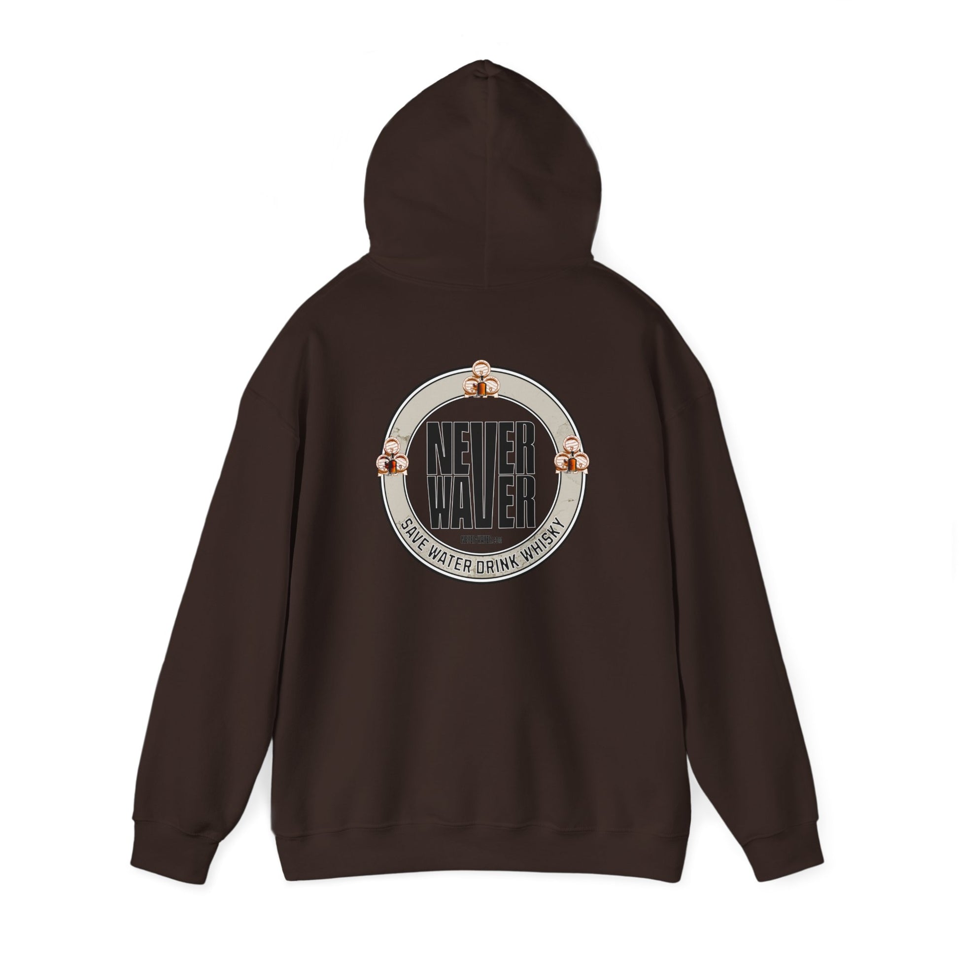Eco-Friendly Unisex Hoodie: "Never Waver - Save Water, Drink Whiskey" - Never Waver