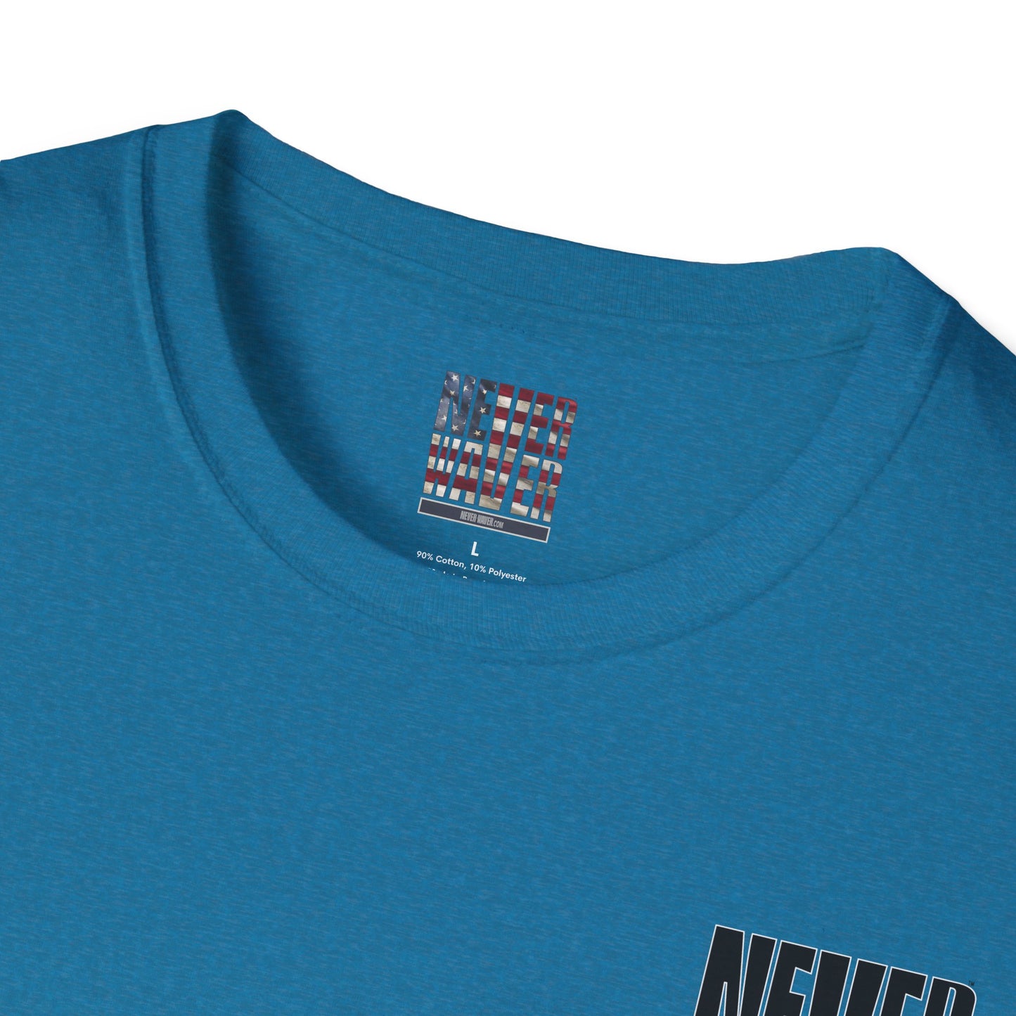 Never Waver” Jesus a bold, eye-catching design that reflects a steadfast faith and confidence in Christ. Unisex Soft style T-Shirt - Never Waver