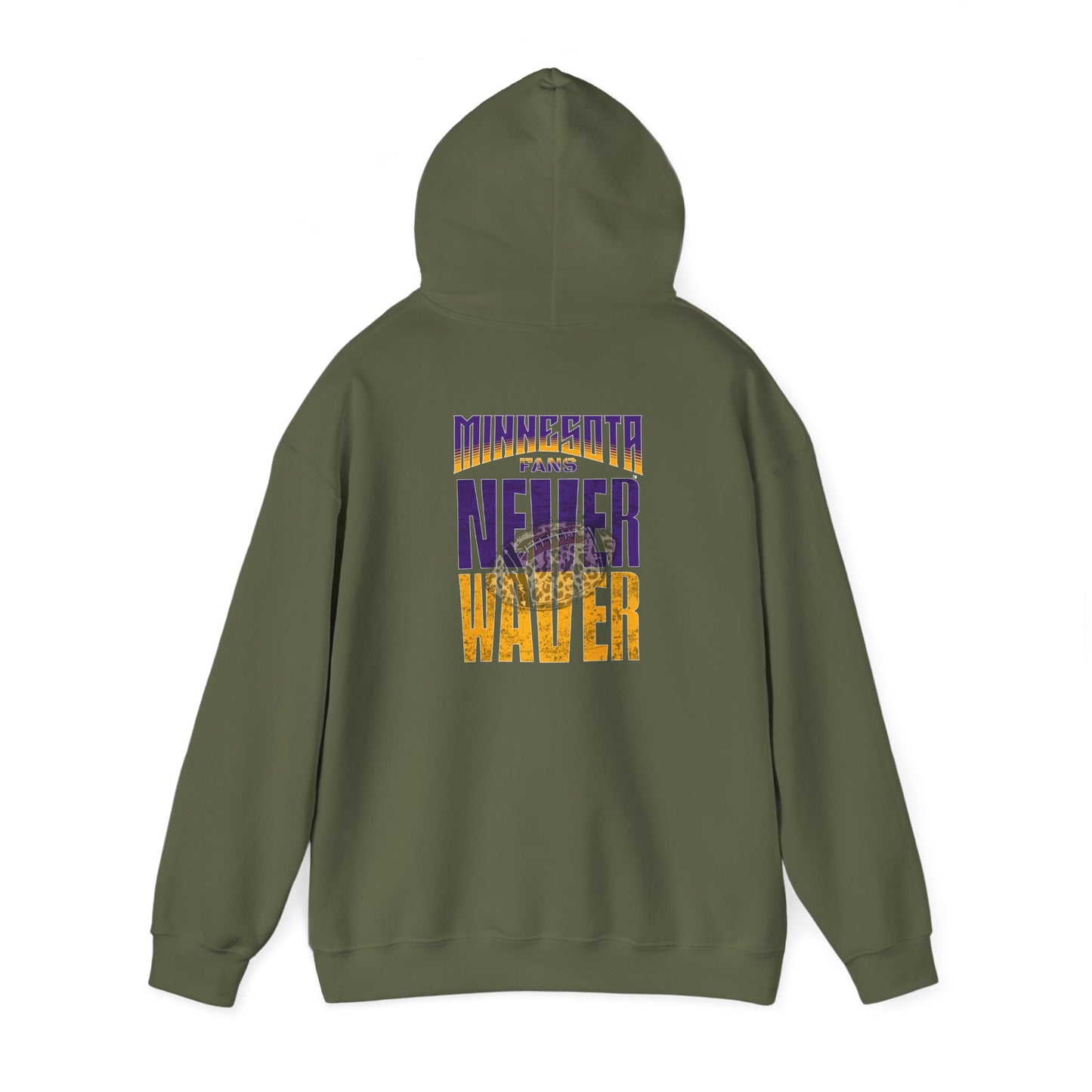 Minnesota Fans Never Waver w Leopard Football Unisex Heavy Blend™ Hooded Sweatshirt - Never Waver Design - Never Waver