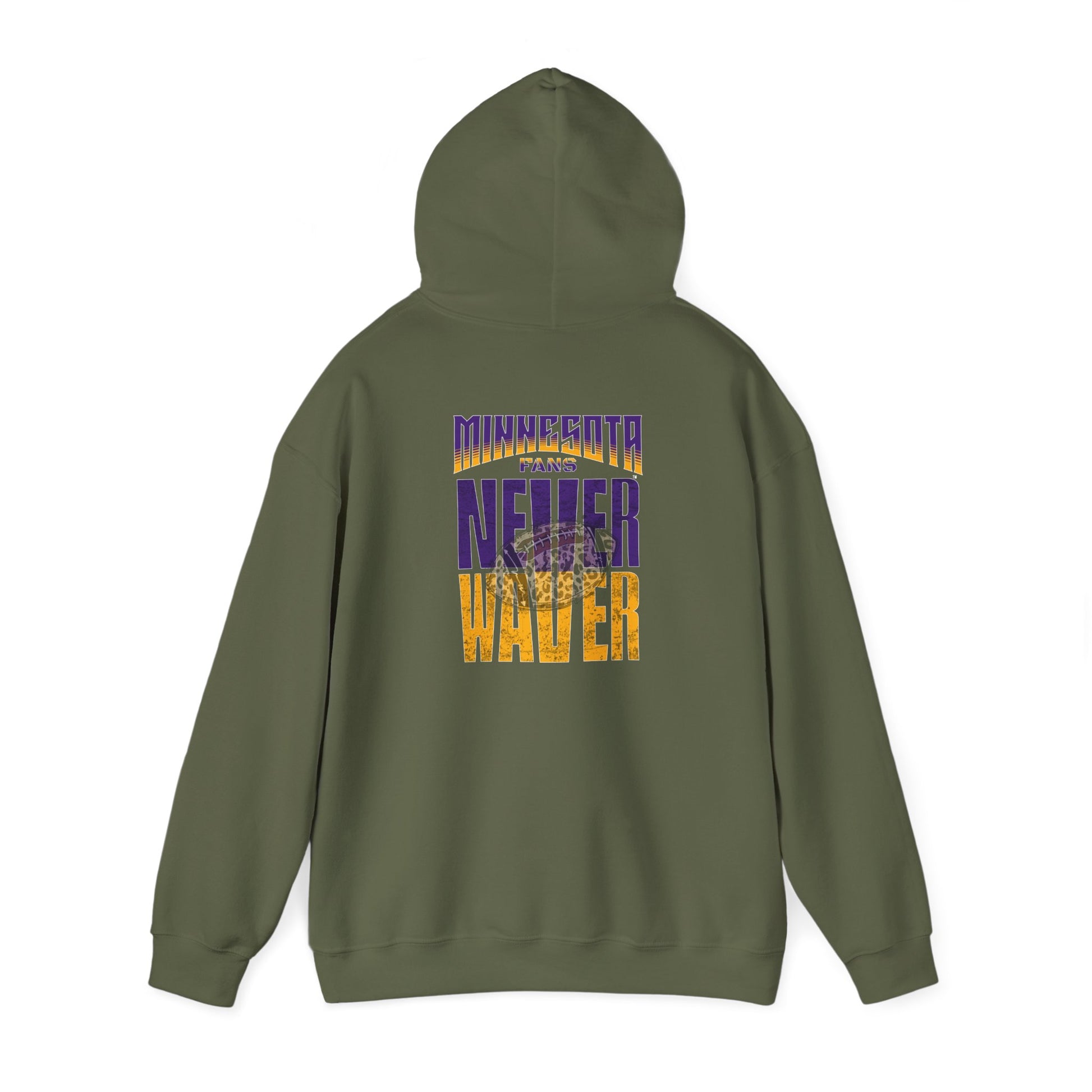Minnesota Fans Never Waver w Leopard Football Unisex Heavy Blend™ Hooded Sweatshirt - Never Waver Design - Never Waver